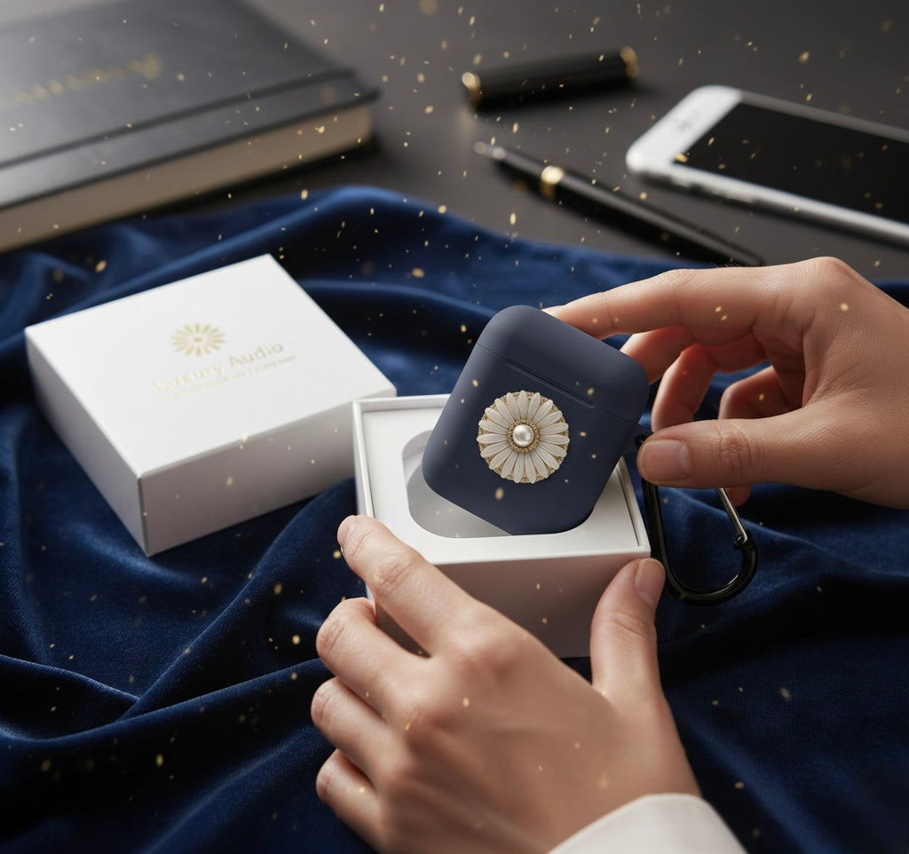 Floral Pearl AirPods Case — Luxury Keepsake Cover (Mint, Black, Navy, Blush, Ivory)