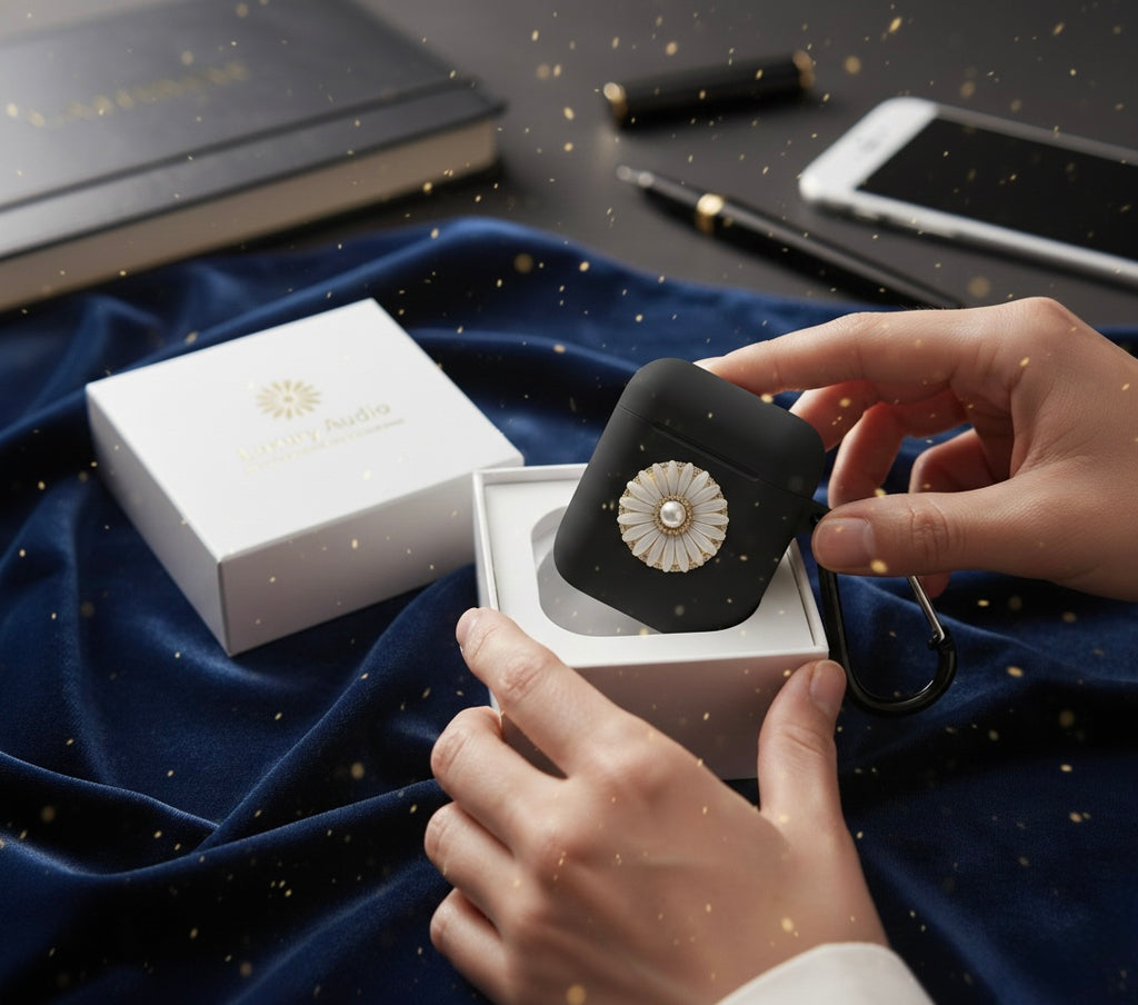 Floral Pearl AirPods Case — Luxury Keepsake Cover (Mint, Black, Navy, Blush, Ivory)
