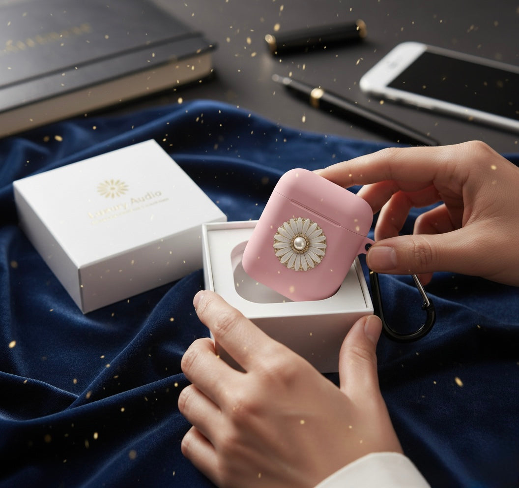 Floral Pearl AirPods Case — Luxury Keepsake Cover (Mint, Black, Navy, Blush, Ivory)