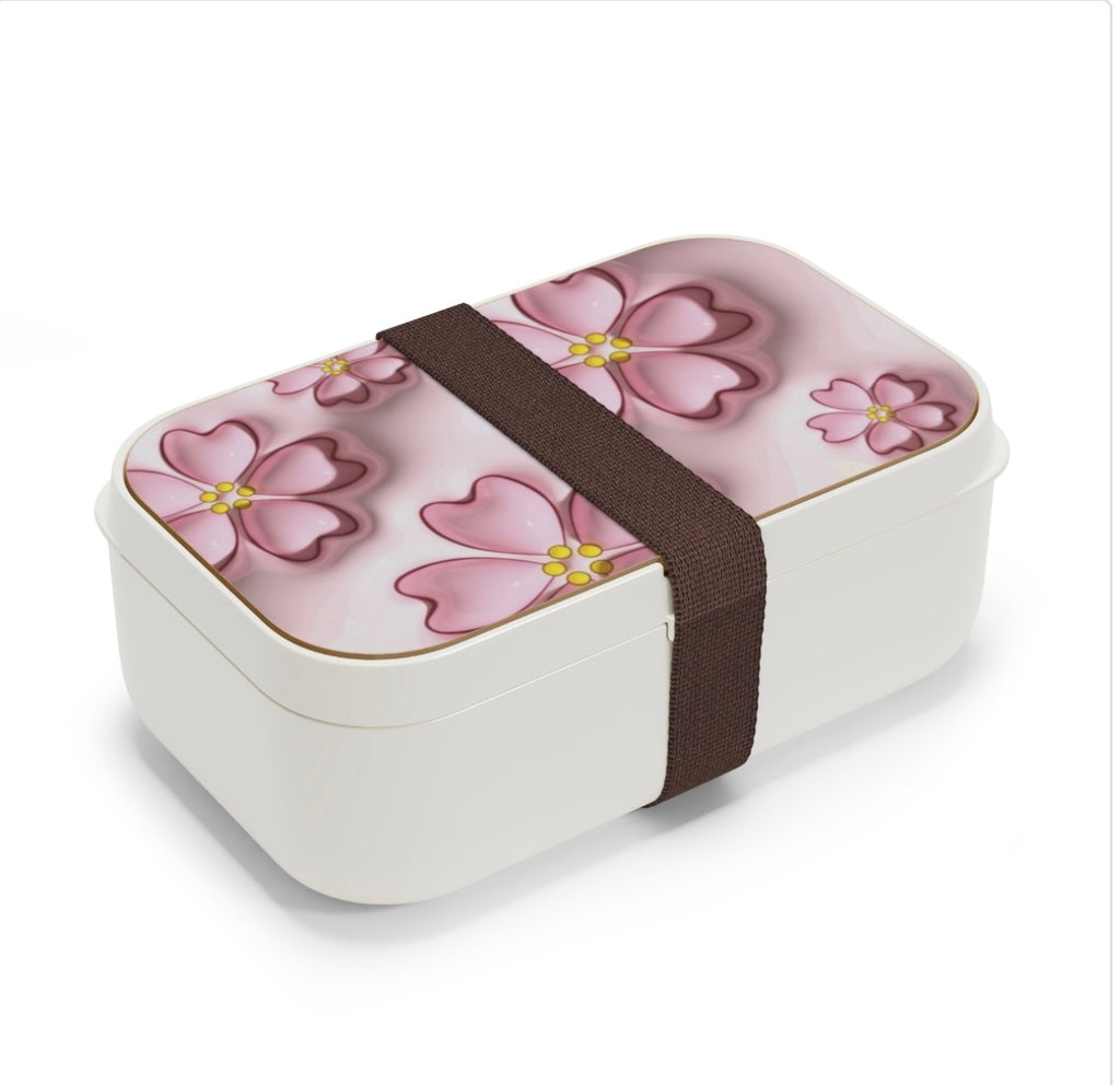 Soft Pink Floral Bento Lunch Box — Lightweight 3-Compartment Meal Prep Box