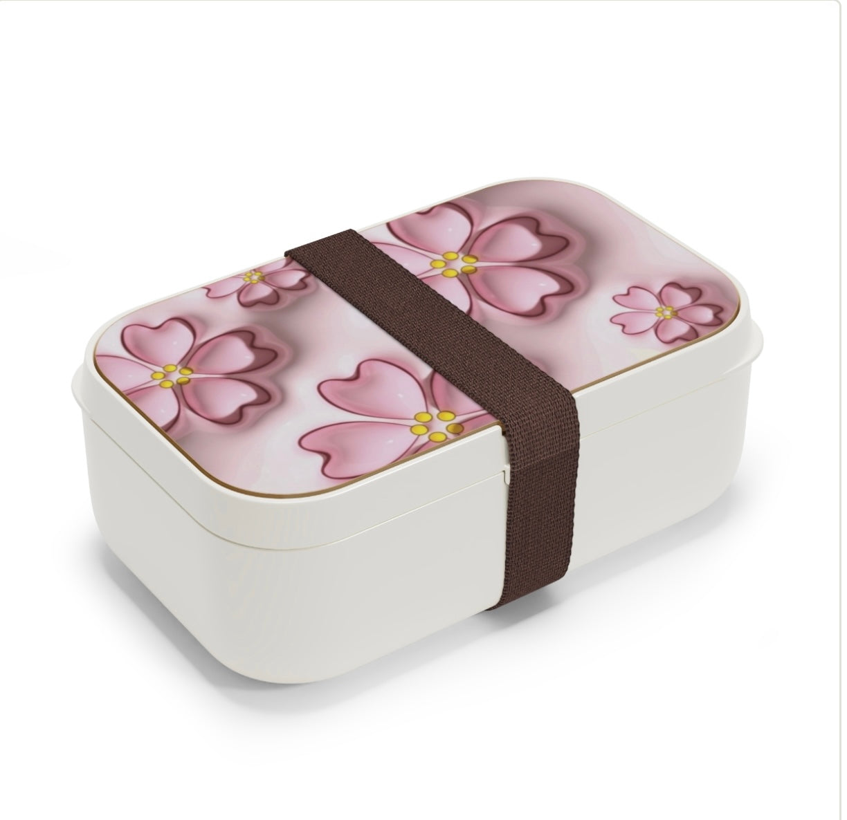 Soft Pink Floral Bento Lunch Box — Lightweight 3-Compartment Meal Prep Box
