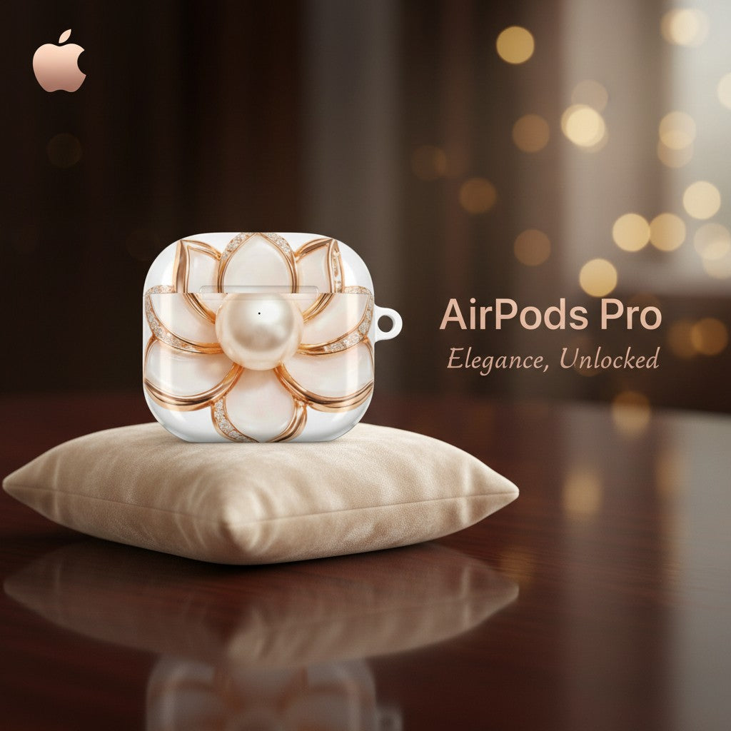 AirPods Pro Case — Pearl Center Rose Gold Floral Jewelry-Style Protective Case
