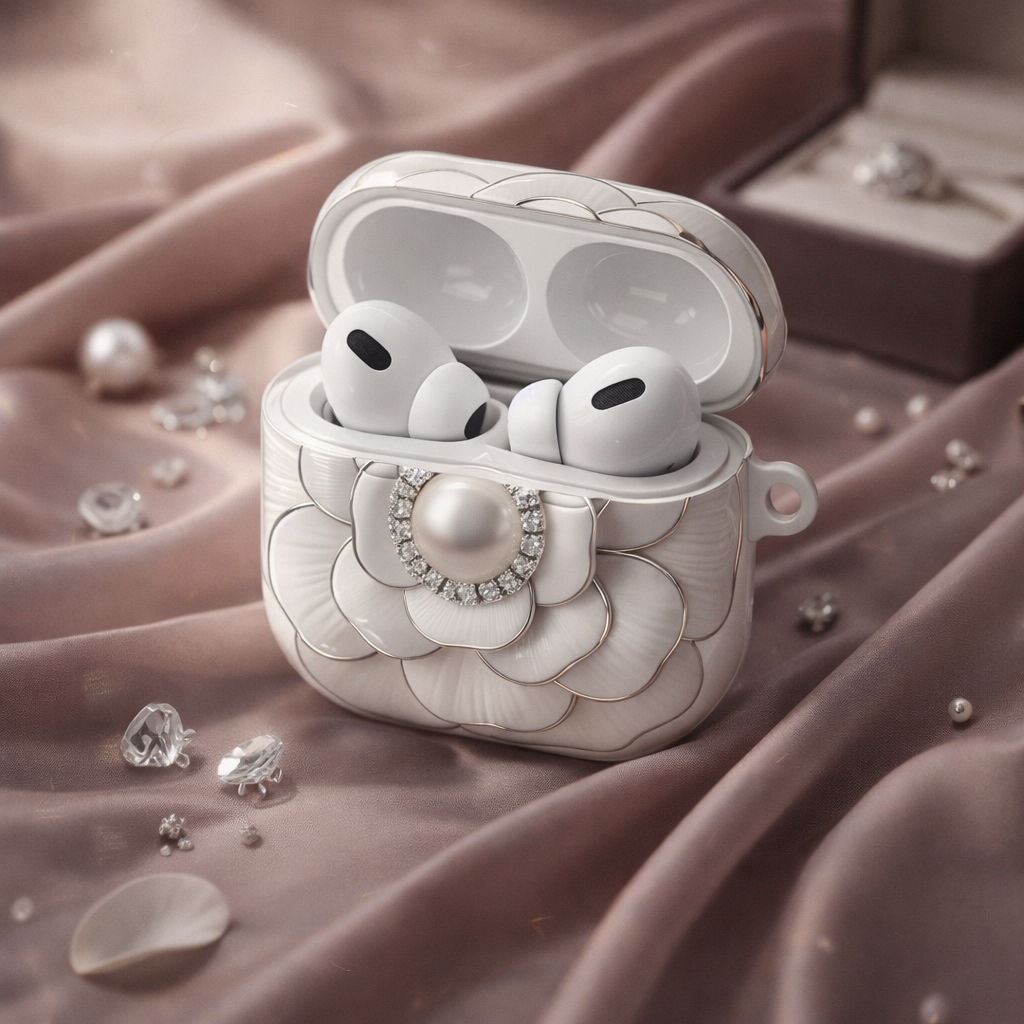 Camellia Pearl AirPods Pro Case — Floral Decorative Protective Case