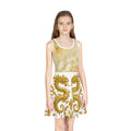 Golden Dragon Floral Dress for Girls – Elegant Occasion Dress