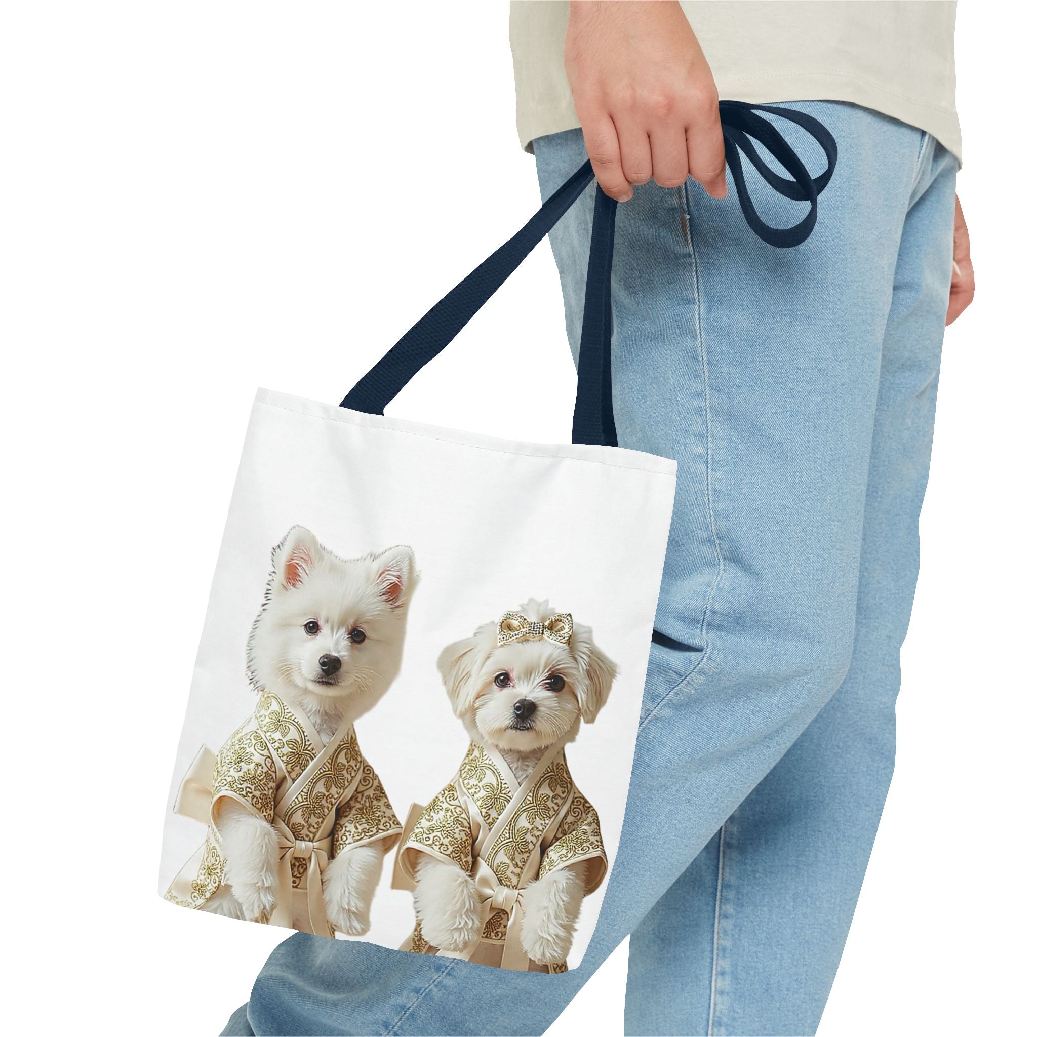 Royal Duo Dog Tote Bag – Elegant Couple Puppy Art Shoulder Bag