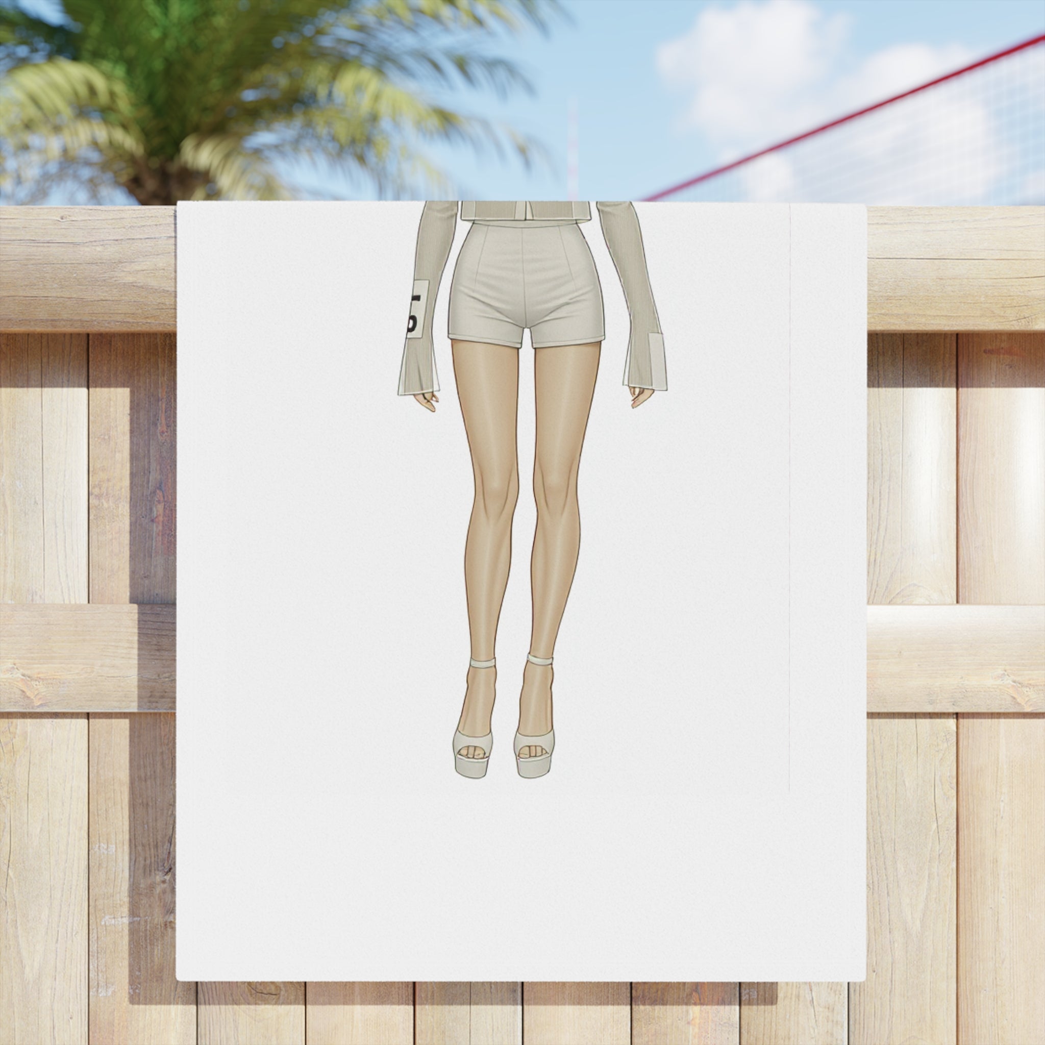 Minimalist Fashion Illustration Beach Towel – Vertical Modern Art Design