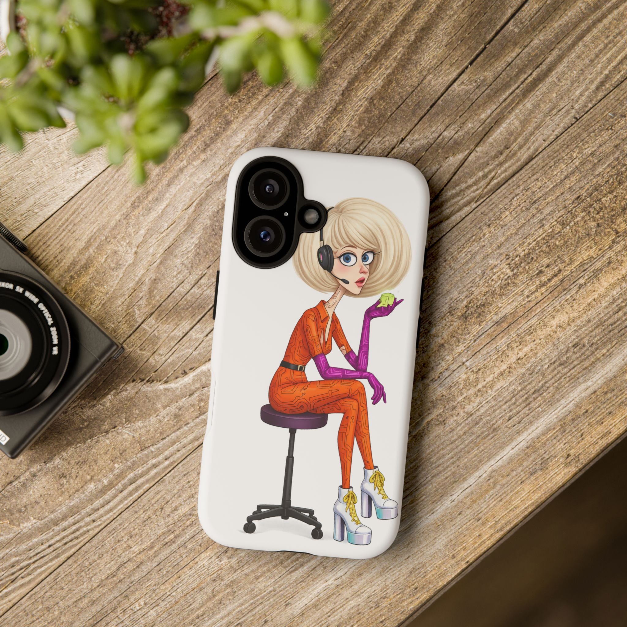 Retro Futuristic Girl iPhone Case | Pop Art Sci-Fi Character Phone Case