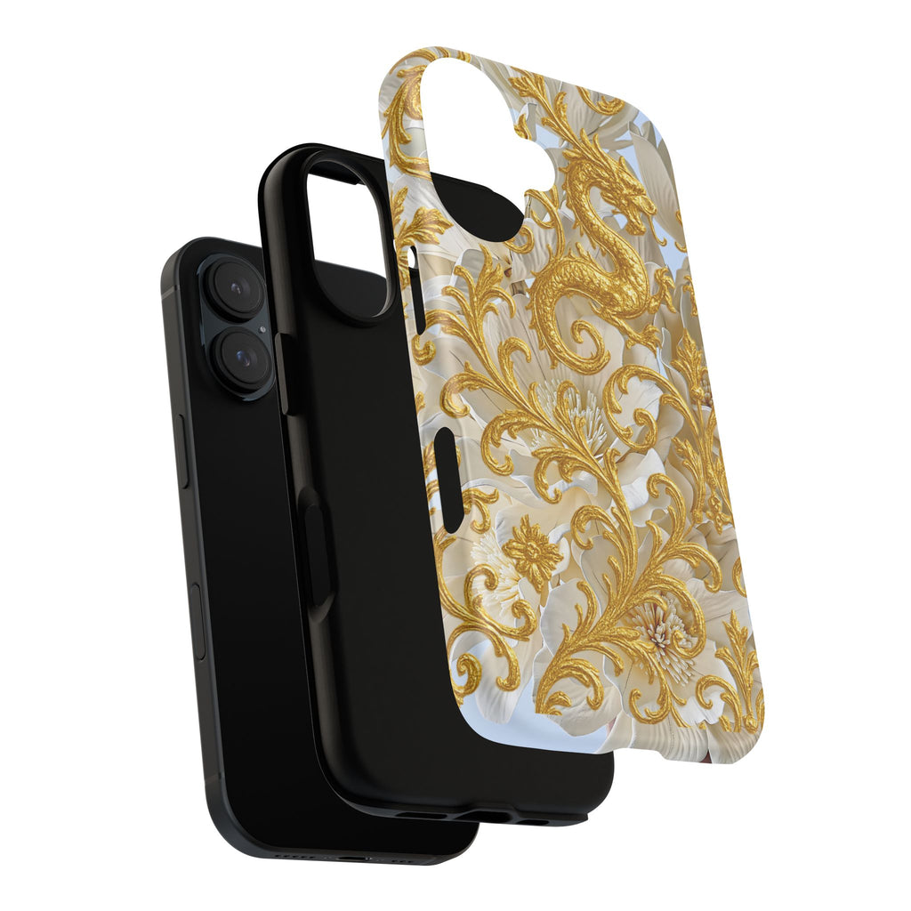 Golden Dragon Floral iPhone Case – Luxury Baroque Phone Case