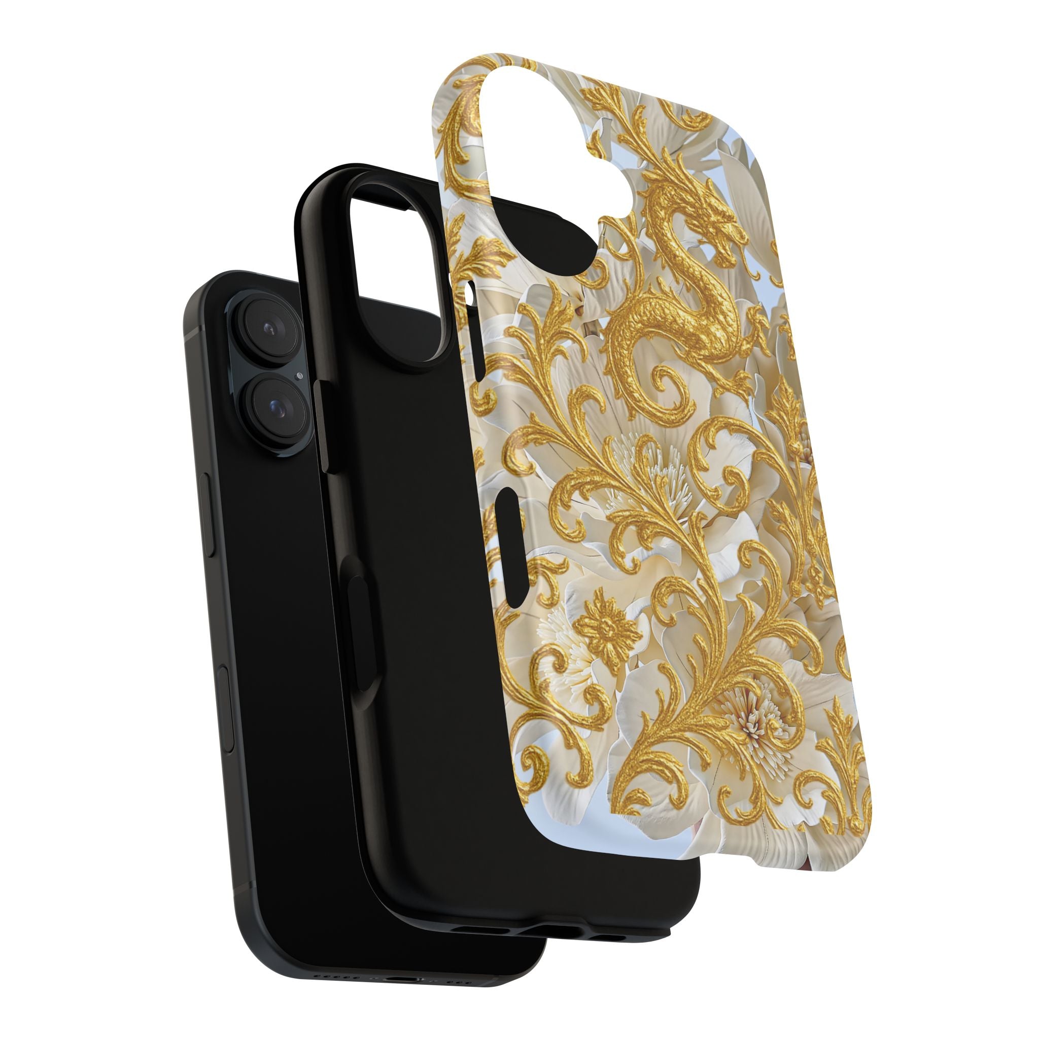Golden Dragon Floral iPhone Case – Luxury Baroque Phone Case