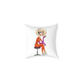 Cyberpunk Floating Character Pillow — Minimal Digital Art