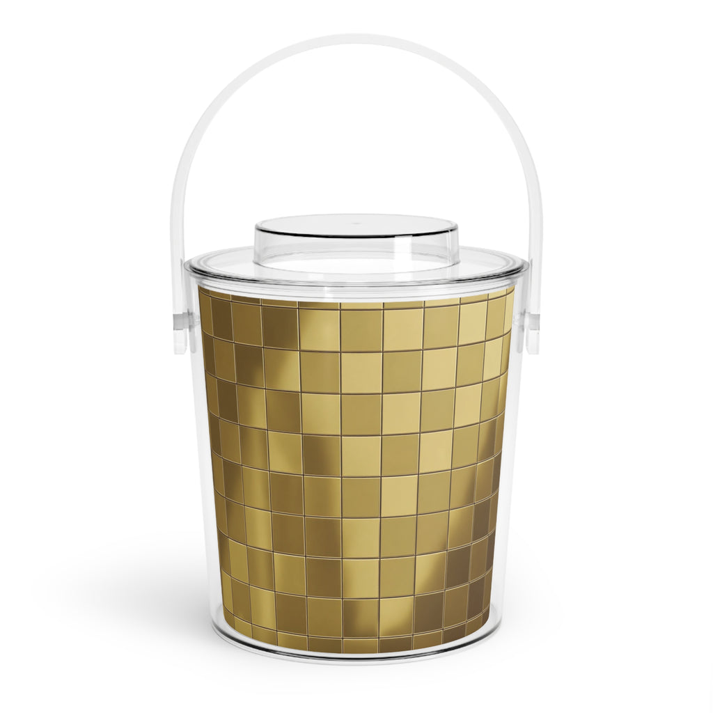 Gold Mosaic Ice Bucket with Tongs — Reflective Luxury Barware for Home & Entertaining
