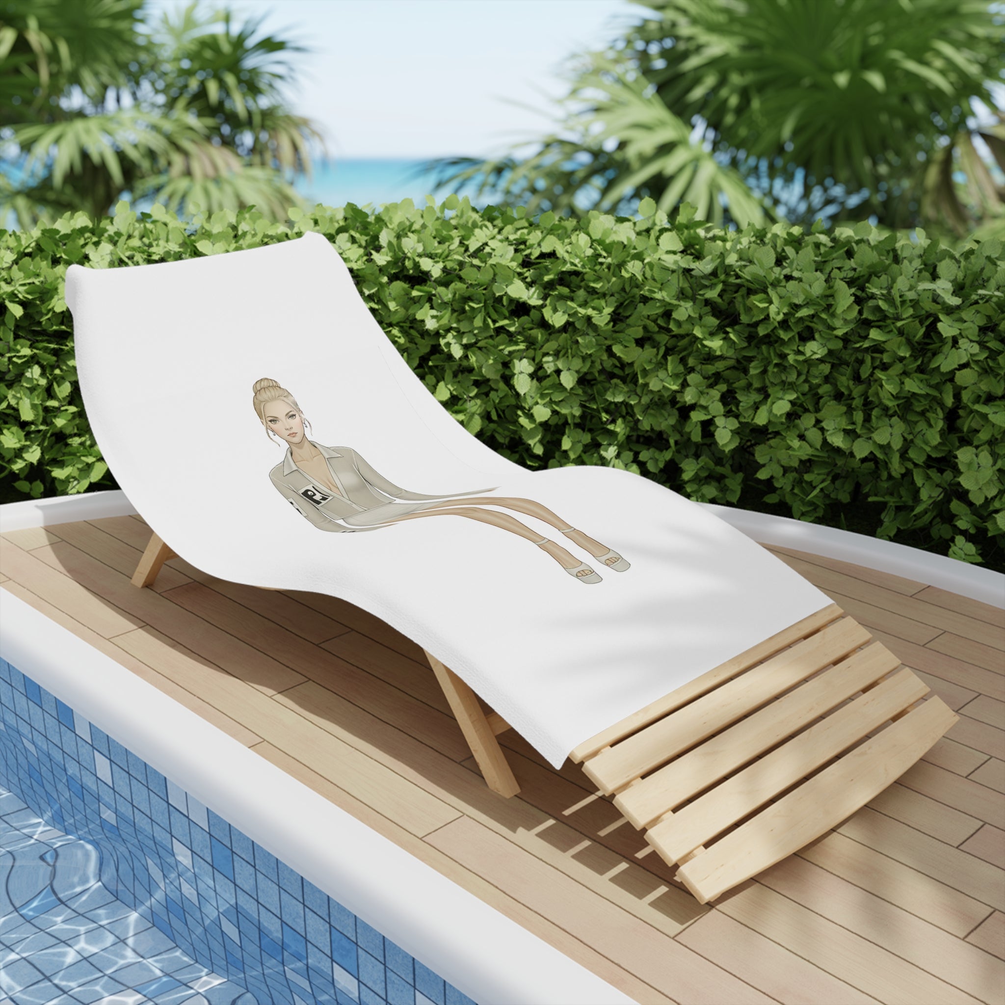 Minimalist Fashion Illustration Beach Towel – Vertical Modern Art Design