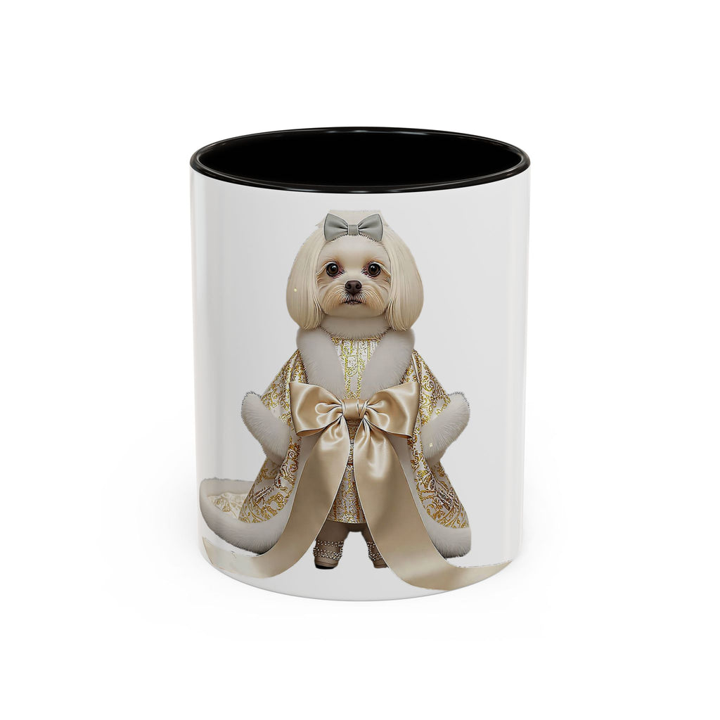 Regal Pup Love Mug – Elegant Gold Ribbon Edition
