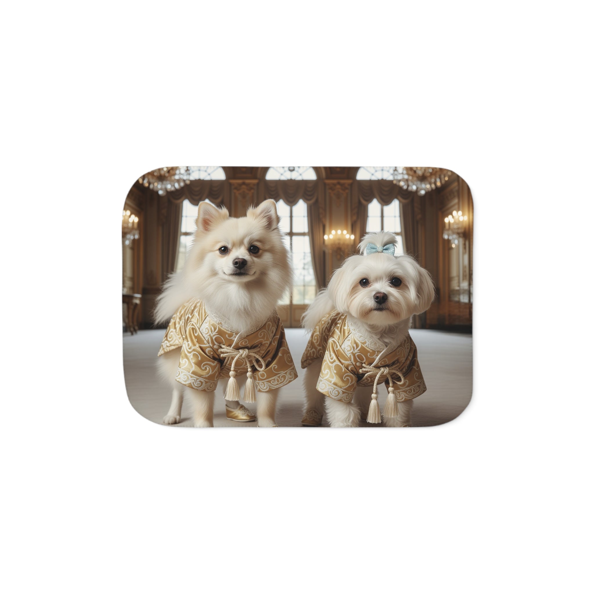 Luxury Pet Sherpa Blanket — Portrait of Dressed Pomeranian & Maltese