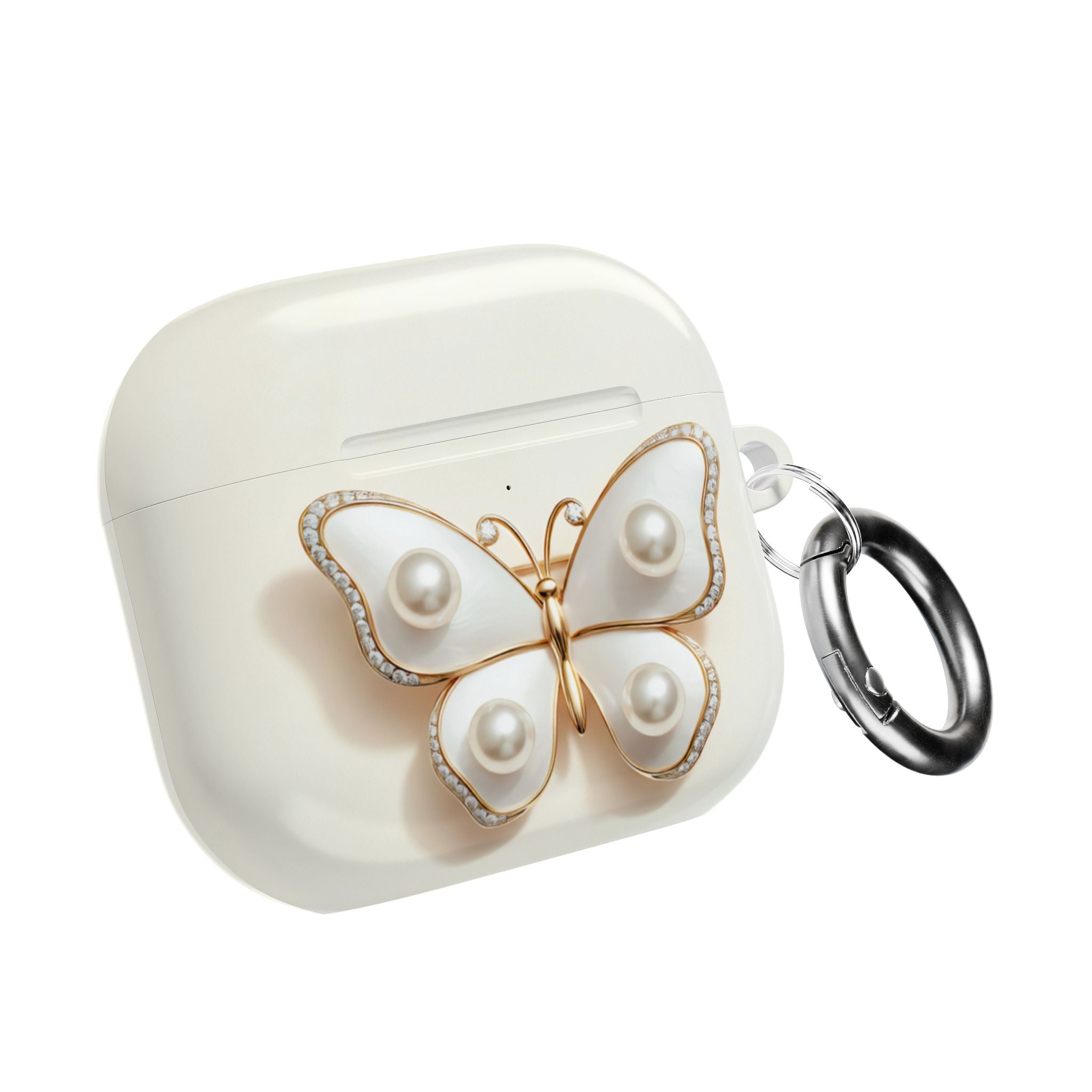 Pearl & Gold Butterfly AirPod Case — Jewelry-Inspired White Elegant Accessory