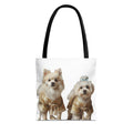 Cute Dogs Printed Tote Bag — Pomeranian & Shih Tzu in Sweaters All-Over Print