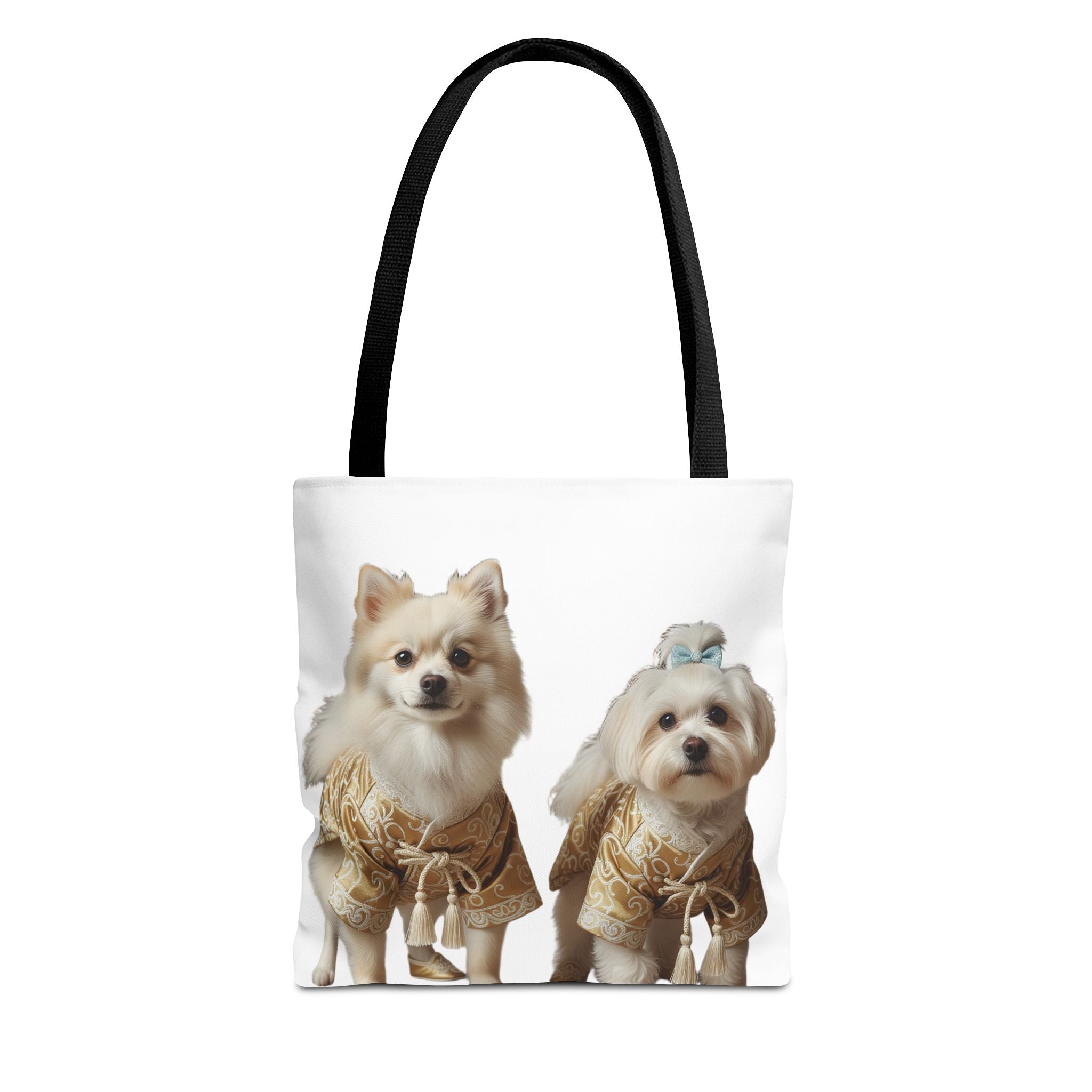 Cute Dogs Printed Tote Bag — Pomeranian & Shih Tzu in Sweaters All-Over Print