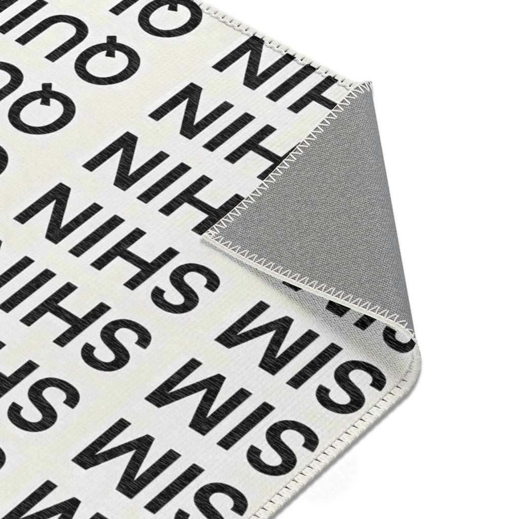 Minimal Typography Area Rug – SIM SHIN Quiet Joy Text Design