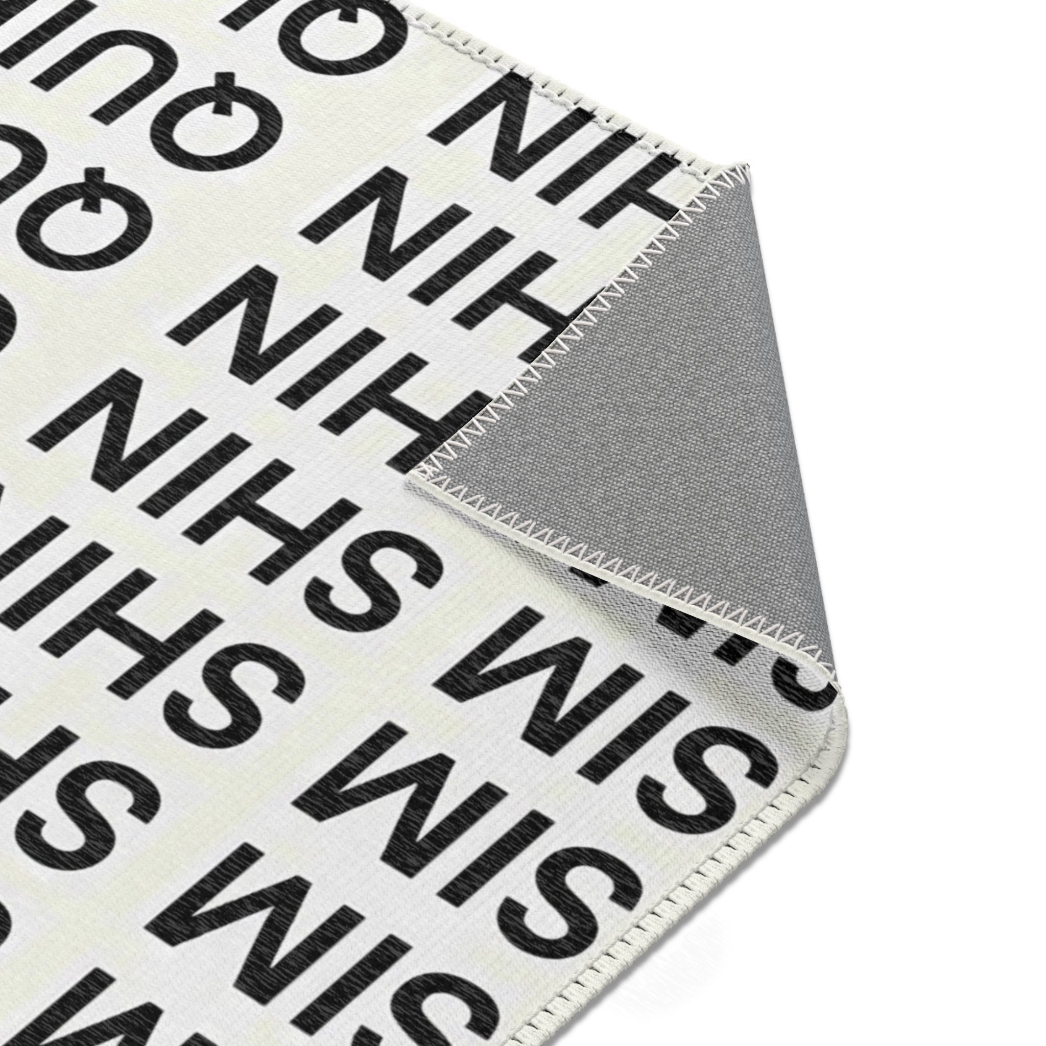 Minimal Typography Area Rug – SIM SHIN Quiet Joy Text Design
