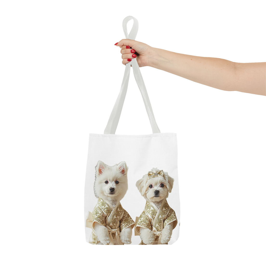 Royal Duo Dog Tote Bag – Elegant Couple Puppy Art Shoulder Bag