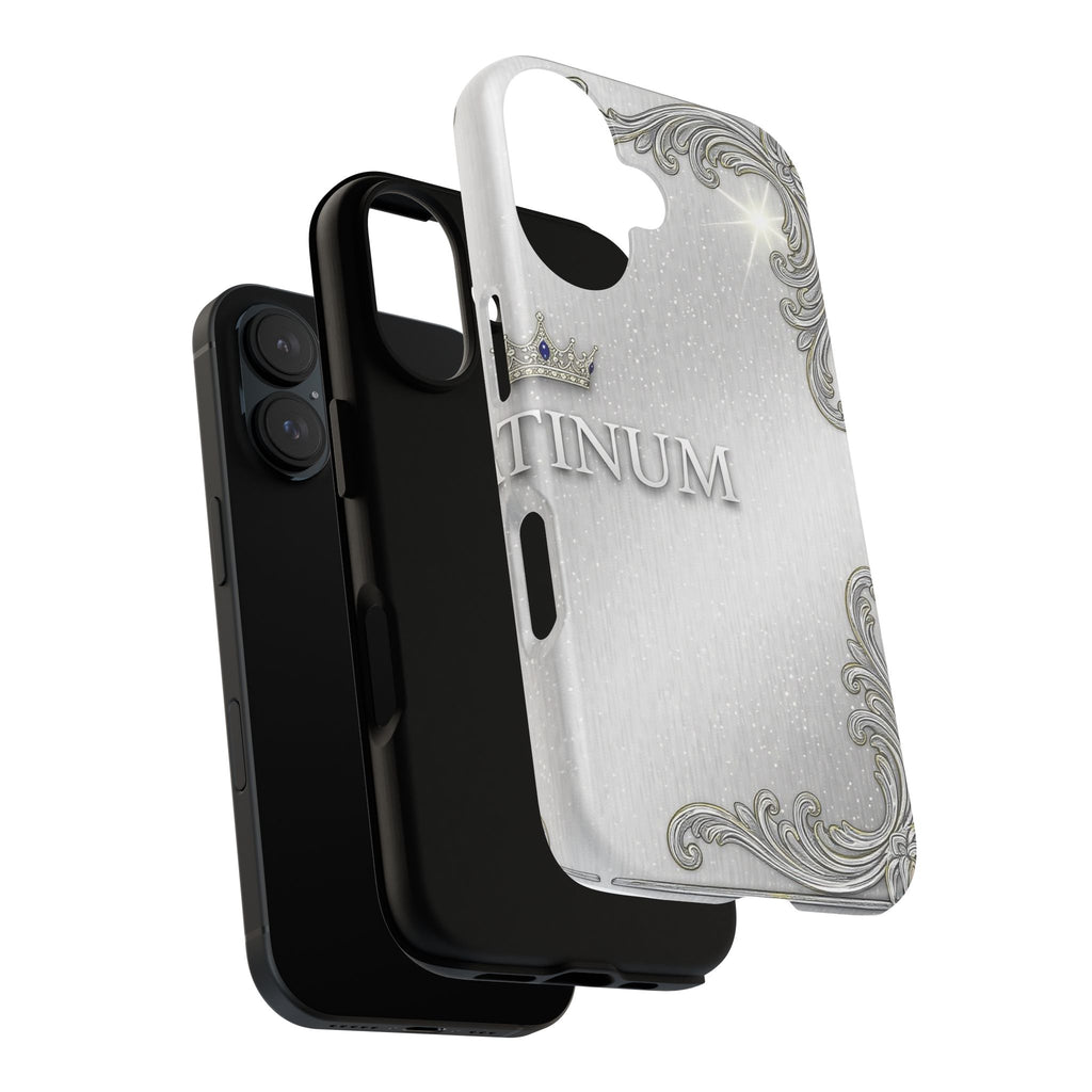 Brushed Silver Baroque iPhone Case — Luxury Minimalist Tough Cases