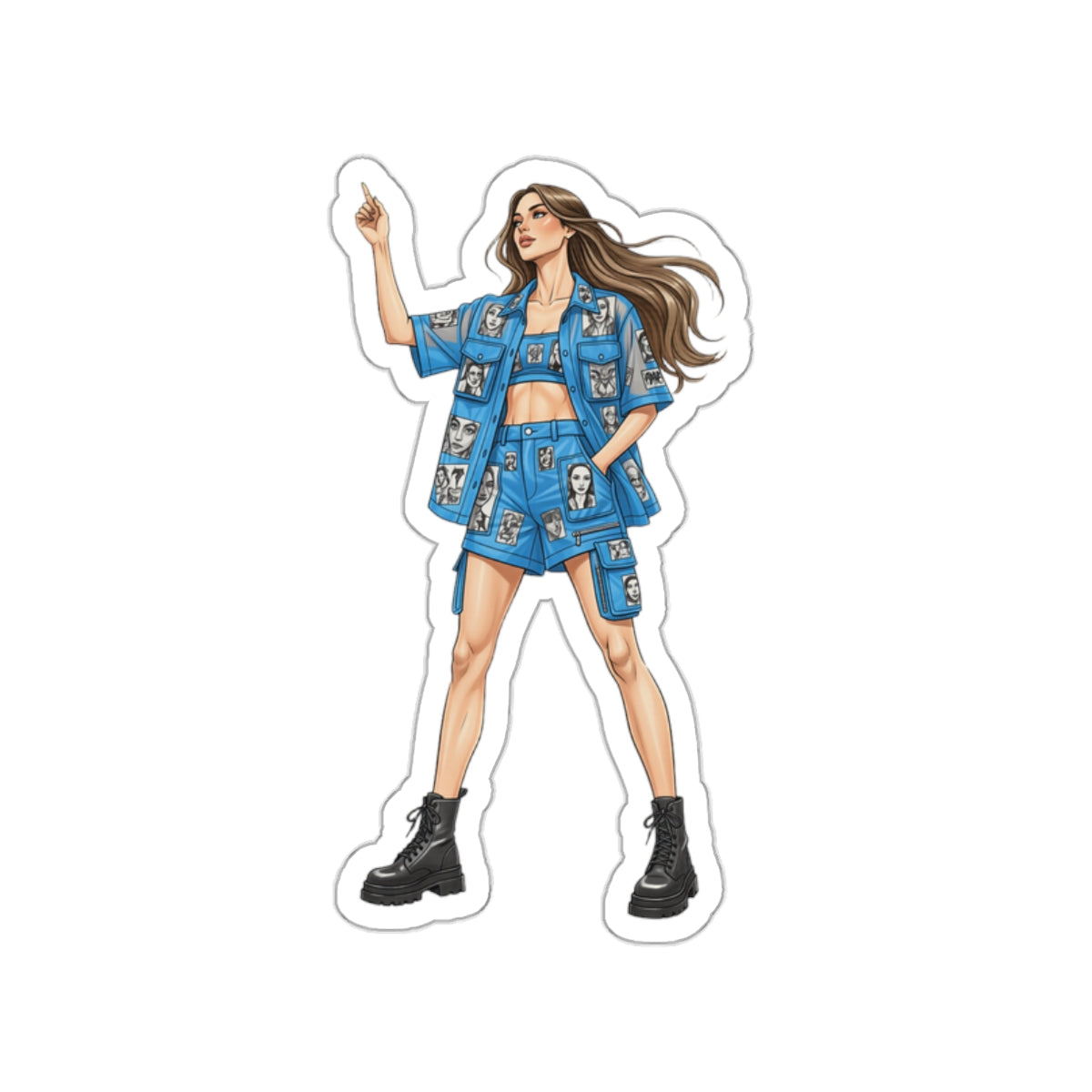 Minimal Fashion Illustration Sticker – Clean Vertical Design
