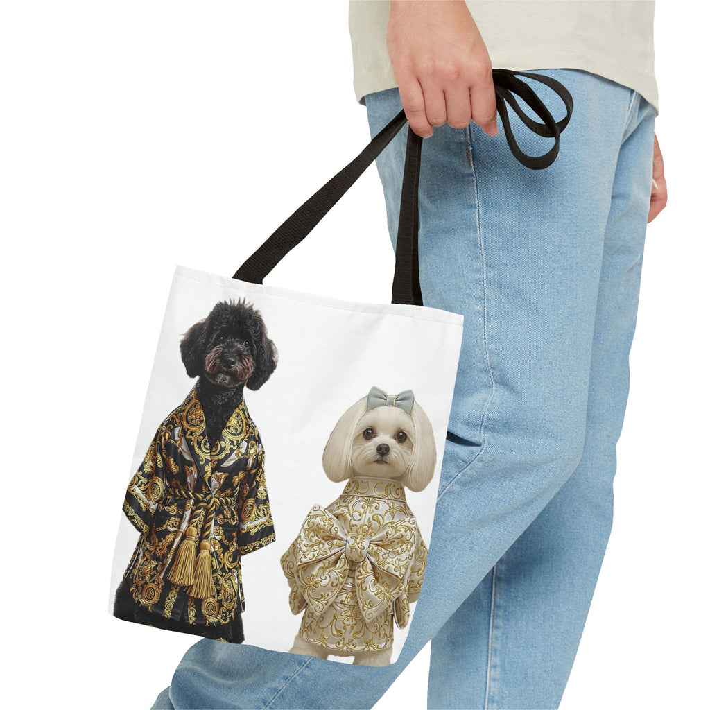 Black & Gold Duo Dog Tote Bag — Stylish All‑Over Print