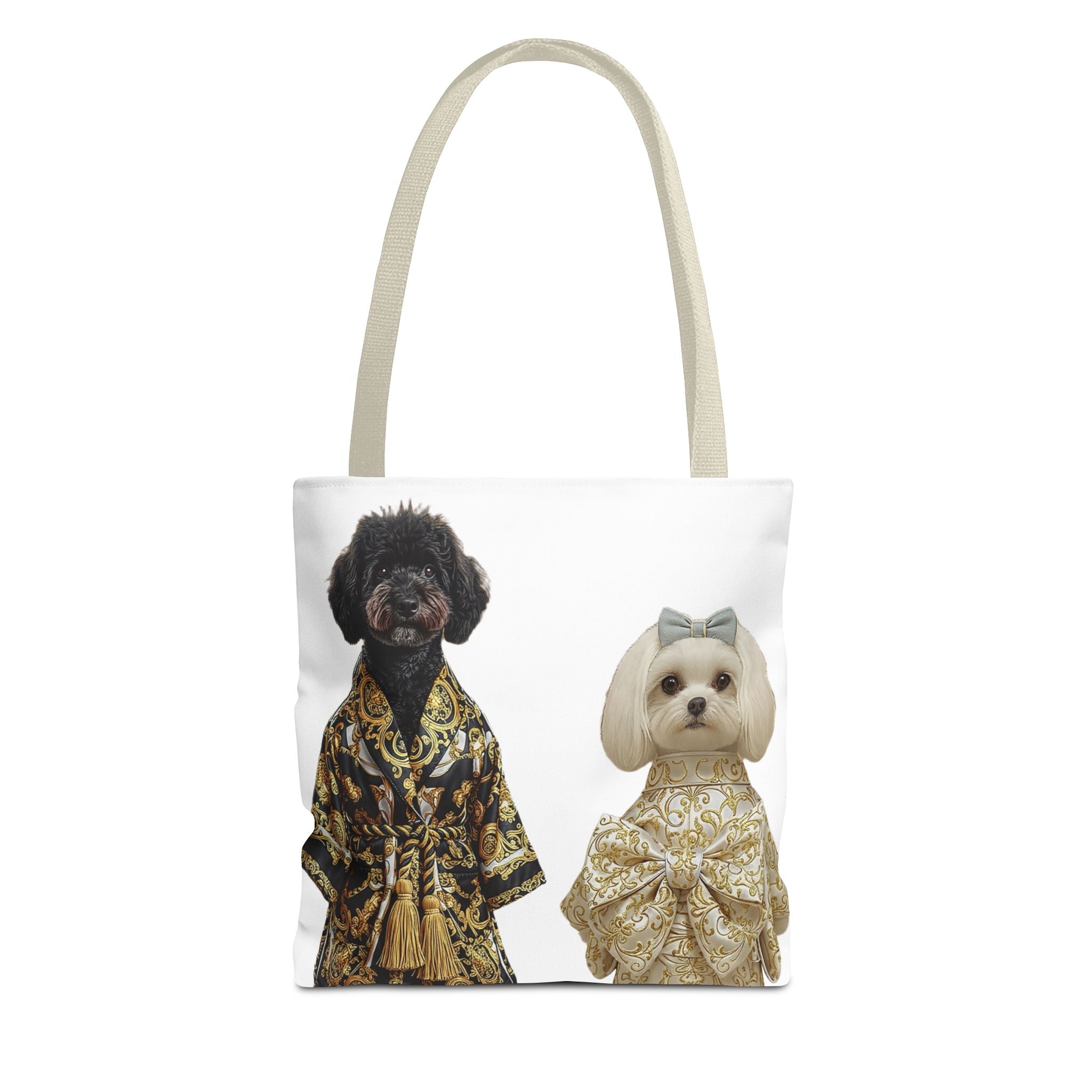 Black & Gold Duo Dog Tote Bag — Stylish All‑Over Print