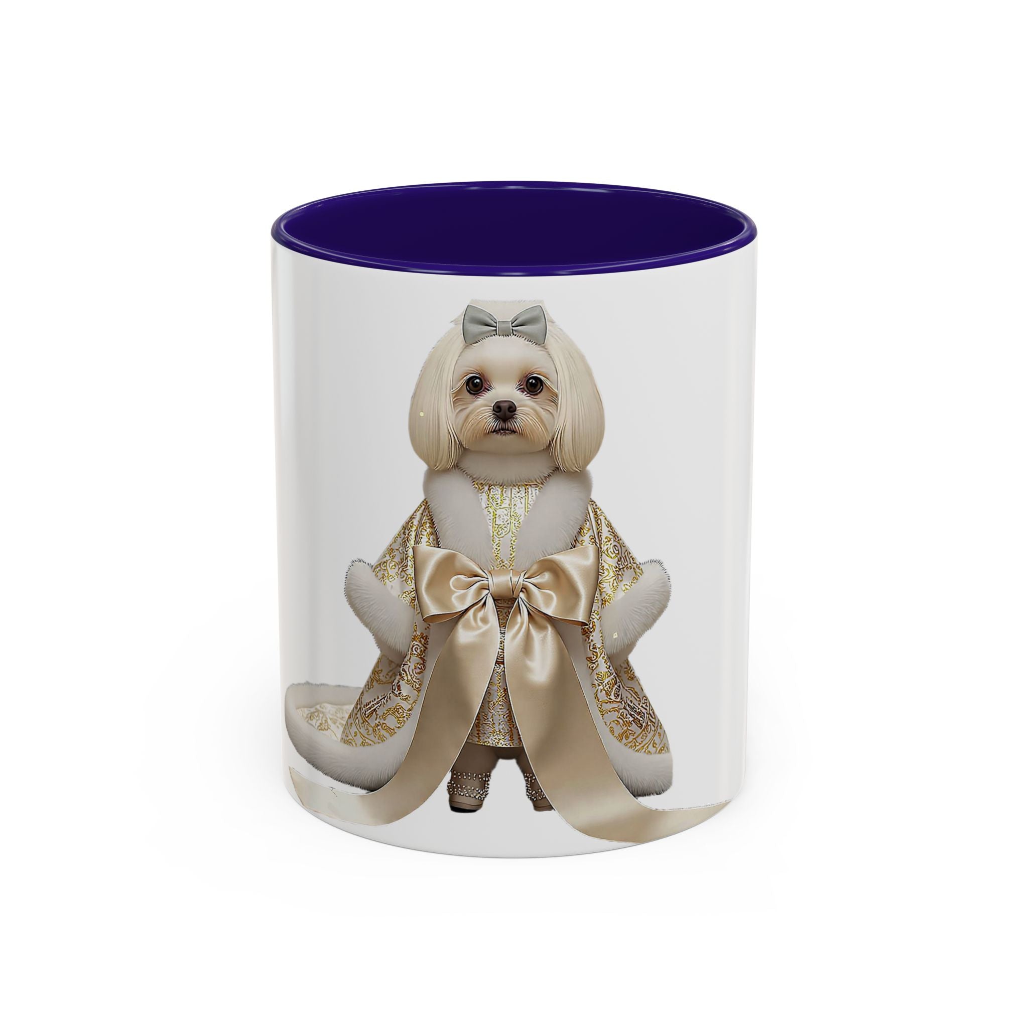 Regal Pup Love Mug – Elegant Gold Ribbon Edition