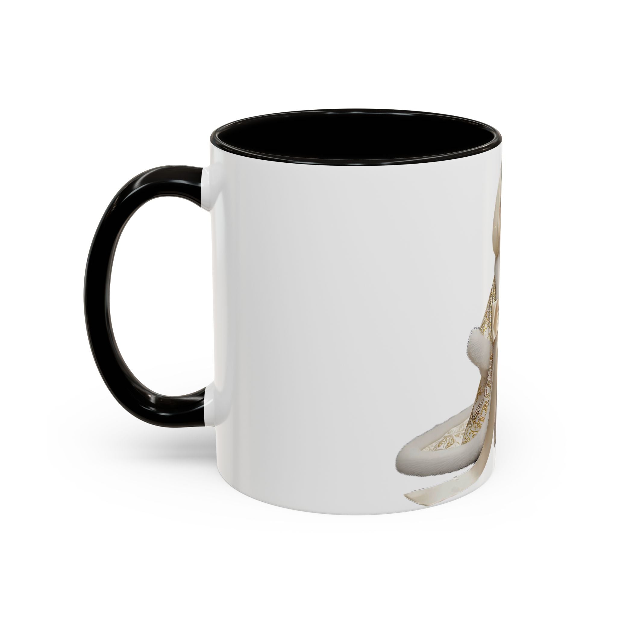 Regal Pup Love Mug – Elegant Gold Ribbon Edition