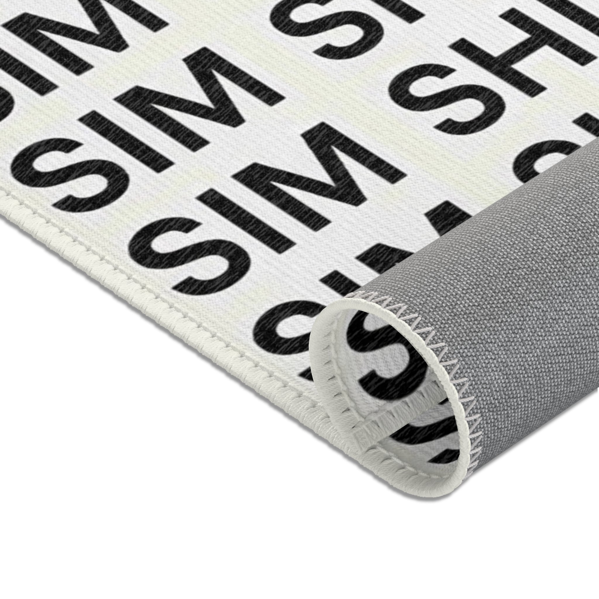 Minimal Typography Area Rug – SIM SHIN Quiet Joy Text Design