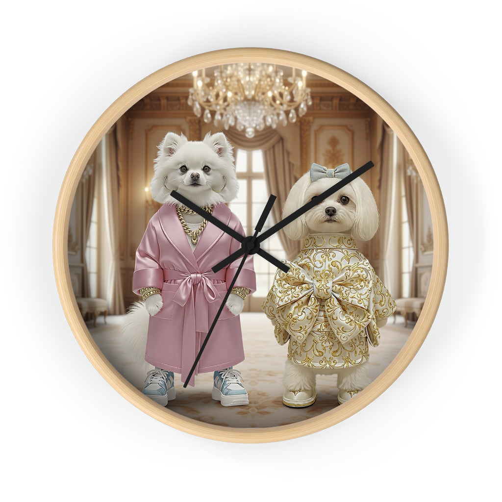 Luxury Posh Pups Wall Clock – Pink & Gold Royal Edition