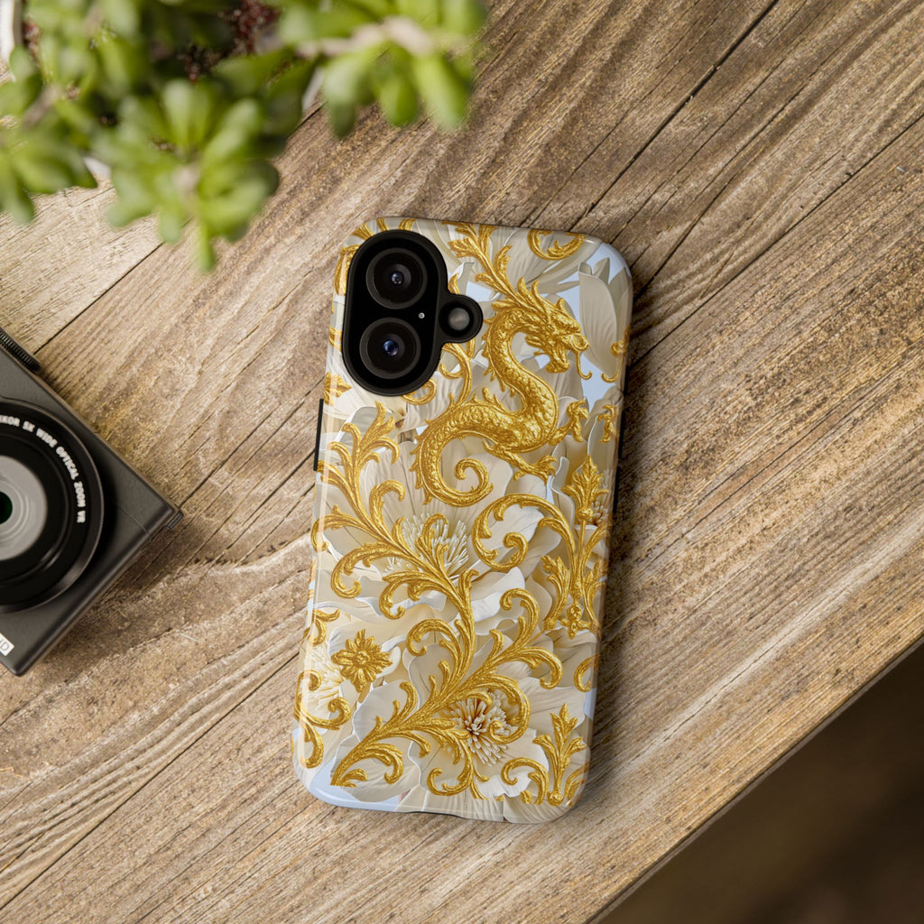 Golden Dragon Floral iPhone Case – Luxury Baroque Phone Case