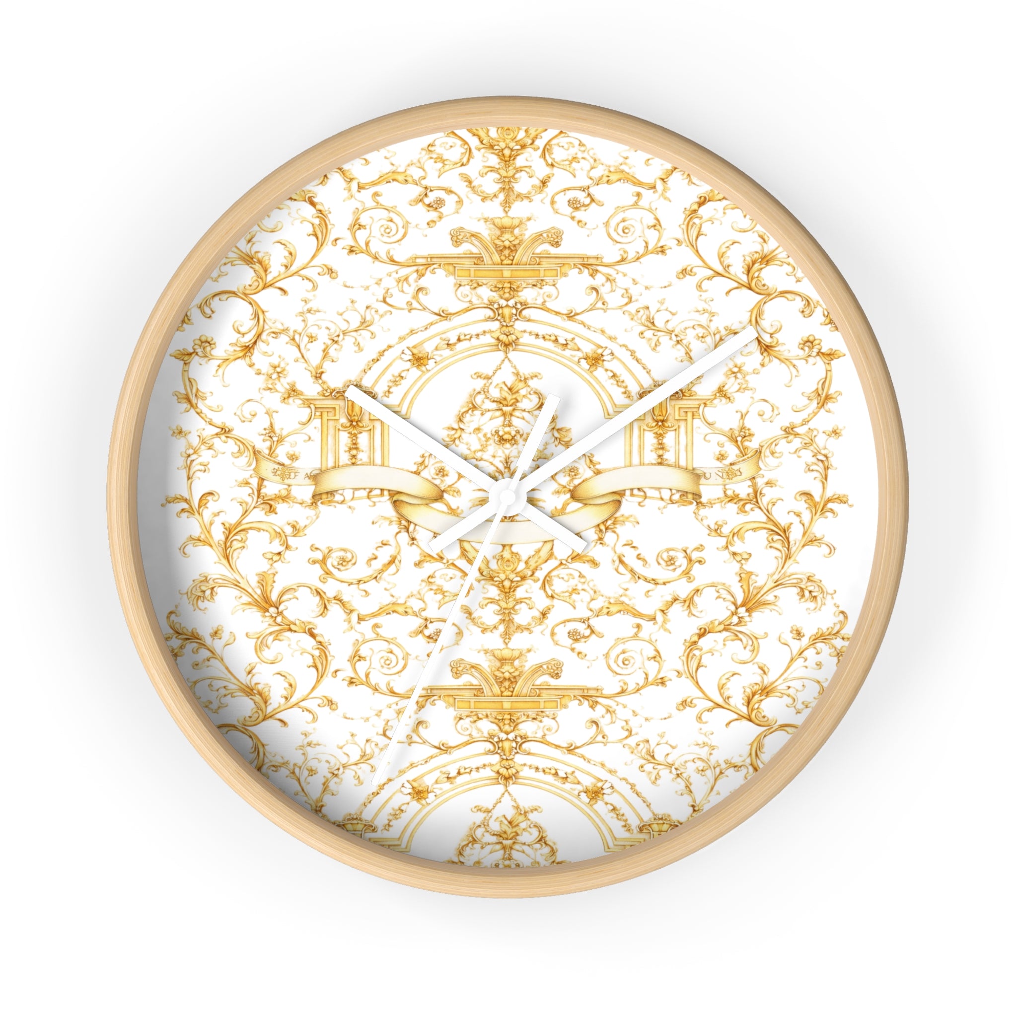 Elegant Gold Baroque Wall Clock | White & Gold Decorative Silent Clock