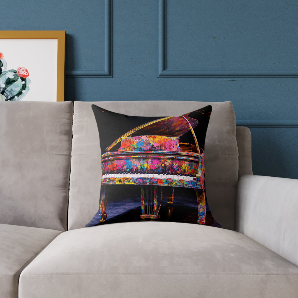 Colorful Grand Piano Art Pillow – Music Inspired Decorative Cushion