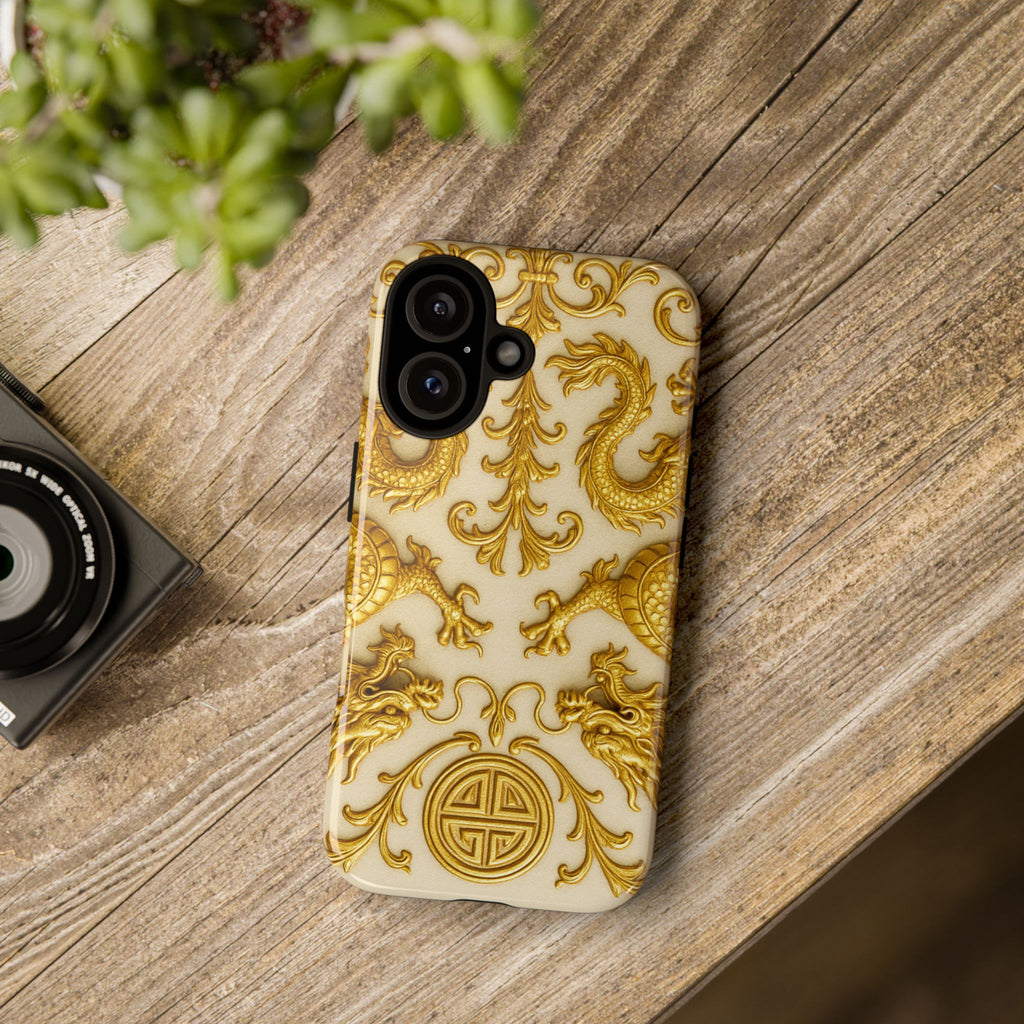 Golden Dragon Luxury Phone Case – Elegant Gold Pattern & Quiet Luxury Design