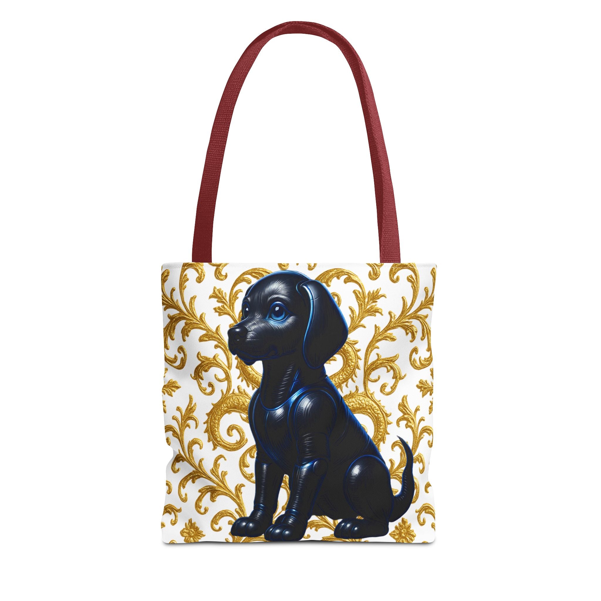Luxury Black Dog Art Tote Bag – Gold Baroque Puppy Tote