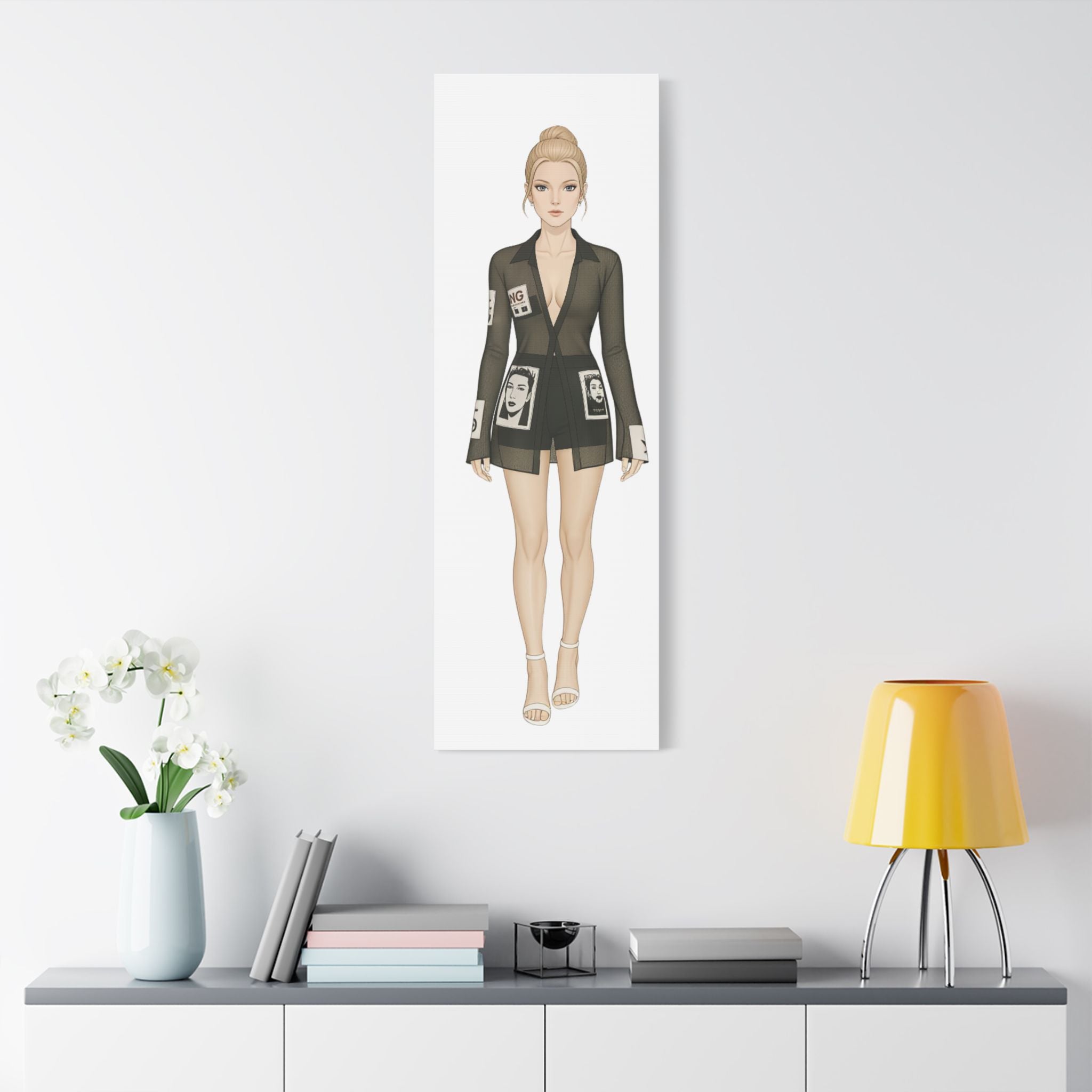 Modern Fashion Illustration Wall Art – Minimal Vertical Canvas, Contemporary Female Figure Print