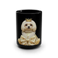 Royal Gold Princess Dog Mug – Luxury Black Ceramic Coffee Cup