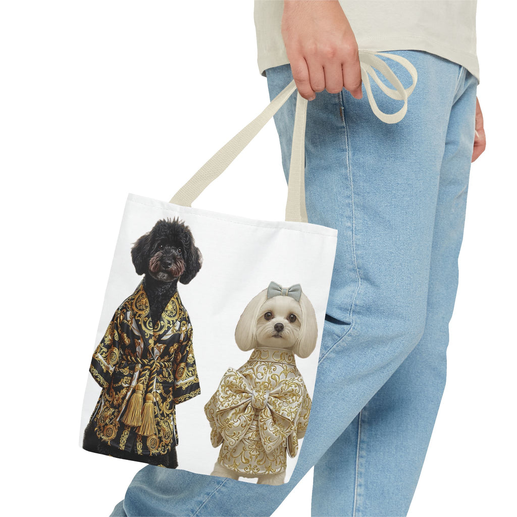 Black & Gold Duo Dog Tote Bag — Stylish All‑Over Print