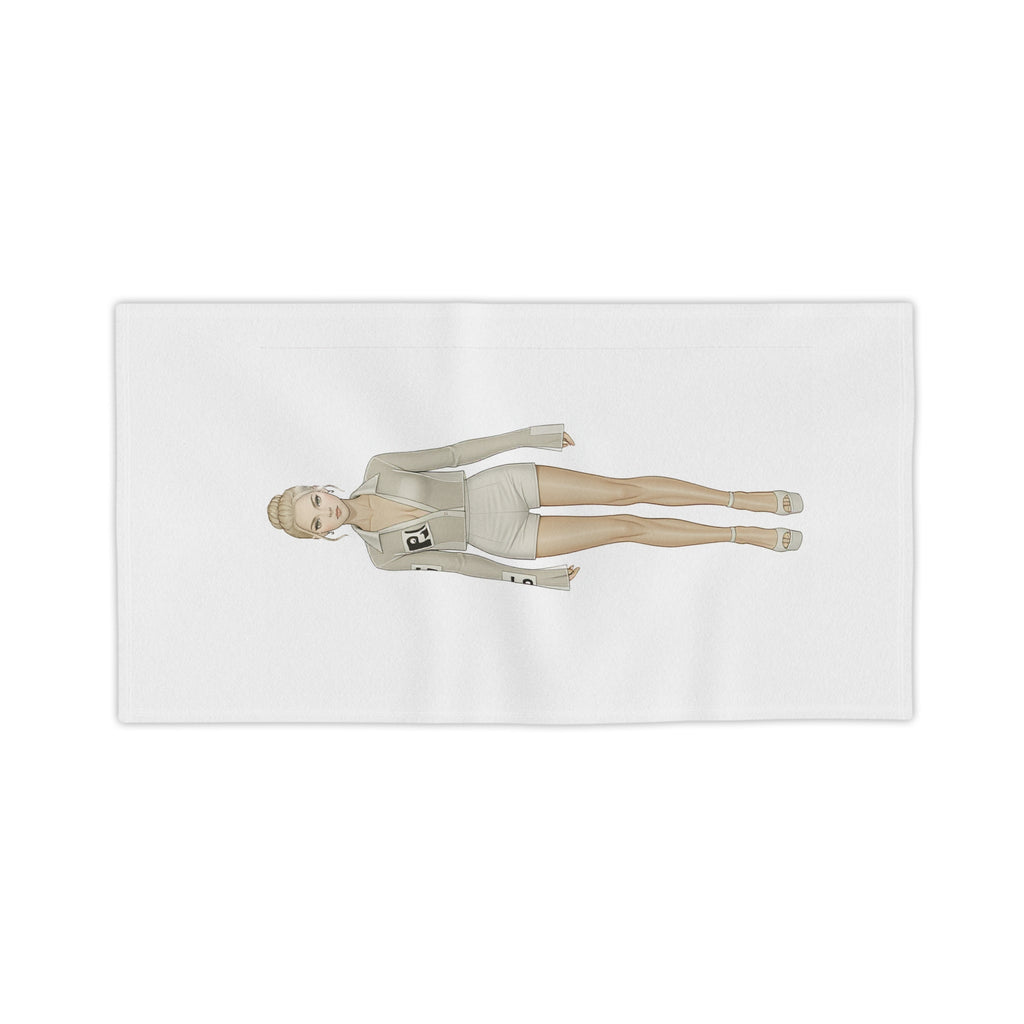Minimalist Fashion Illustration Beach Towel – Vertical Modern Art Design