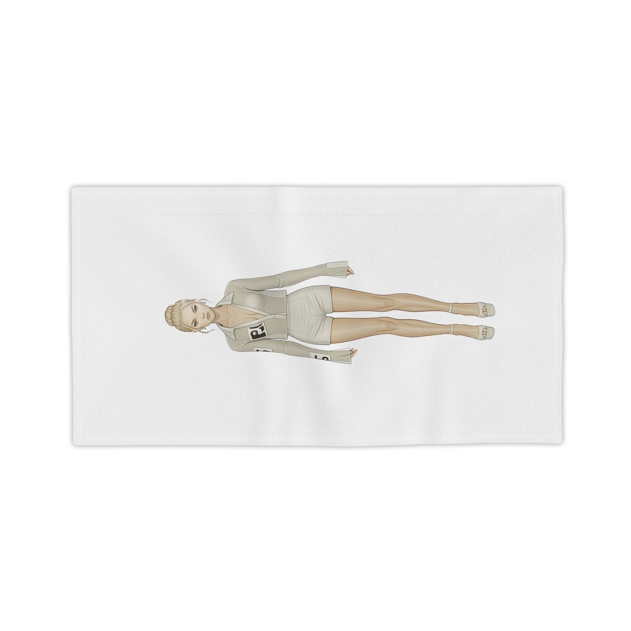 Minimalist Fashion Illustration Beach Towel – Vertical Modern Art Design