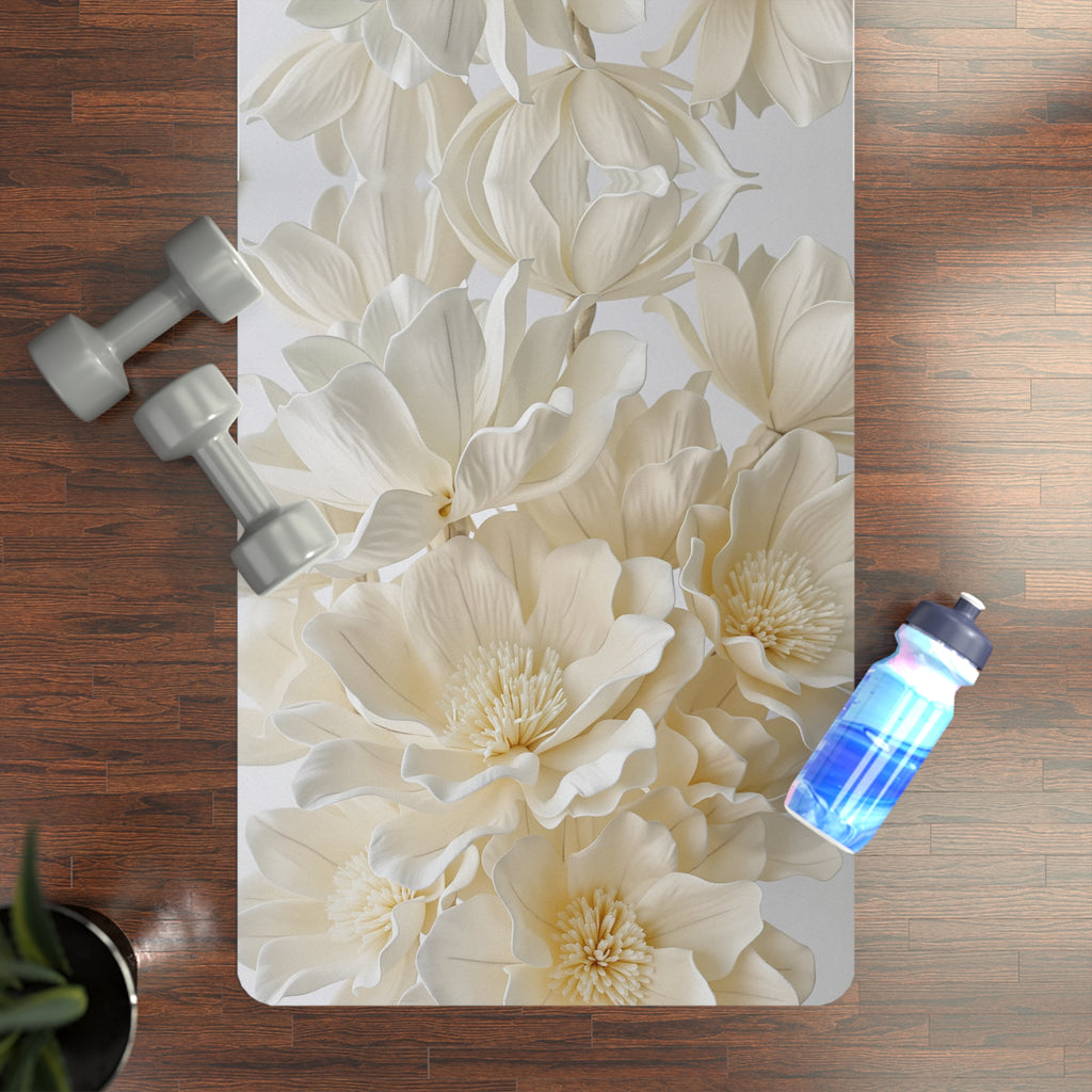 Soft Bloom Yoga Mat – Neutral Floral Home & Meditation Mat
