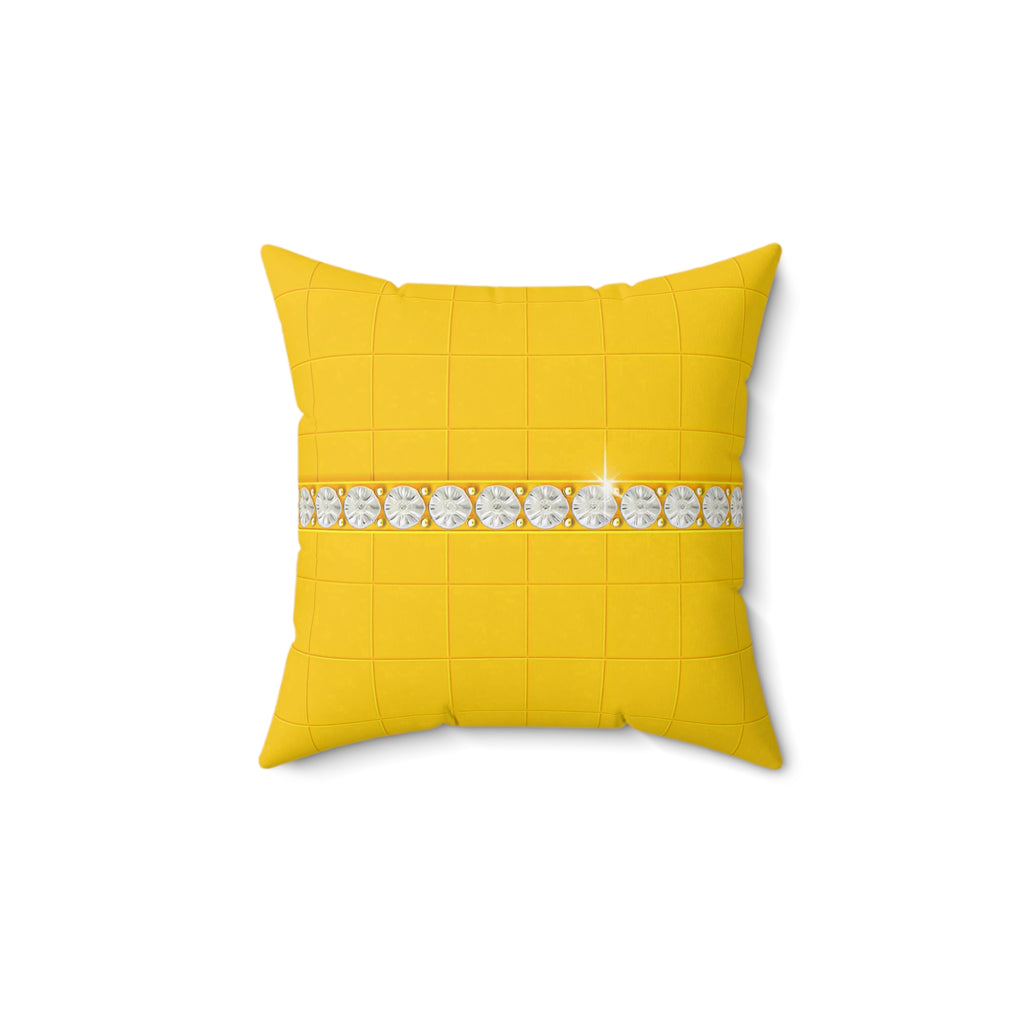 Yellow Gem Stripe Cushion – Luxury Accent Pillow for Modern Interiors