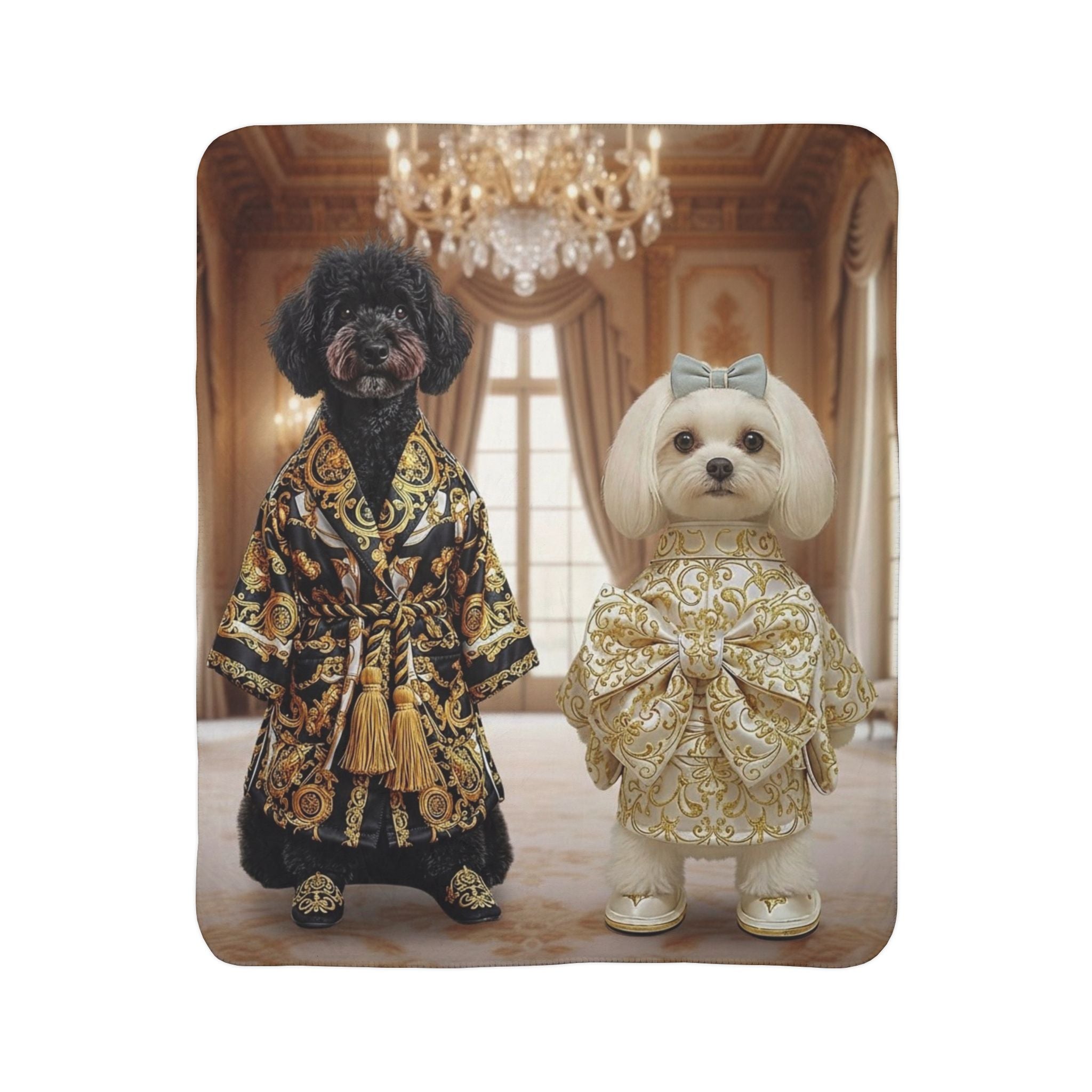 Luxury Palace Poodle Sherpa Blanket — Regal Dressed Dogs Faux Fur Throw