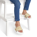 Luxury Baroque Gold Slide Slippers – Elegant White & Gold Home Slides