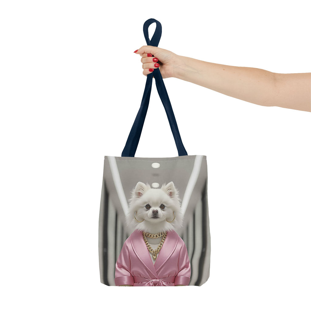 Luxury Dog Art Tote Bag – Pink Robe Puppy Tote for Dog Lovers