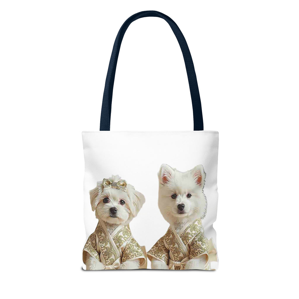 Royal Duo Dog Tote Bag – Elegant Couple Puppy Art Shoulder Bag