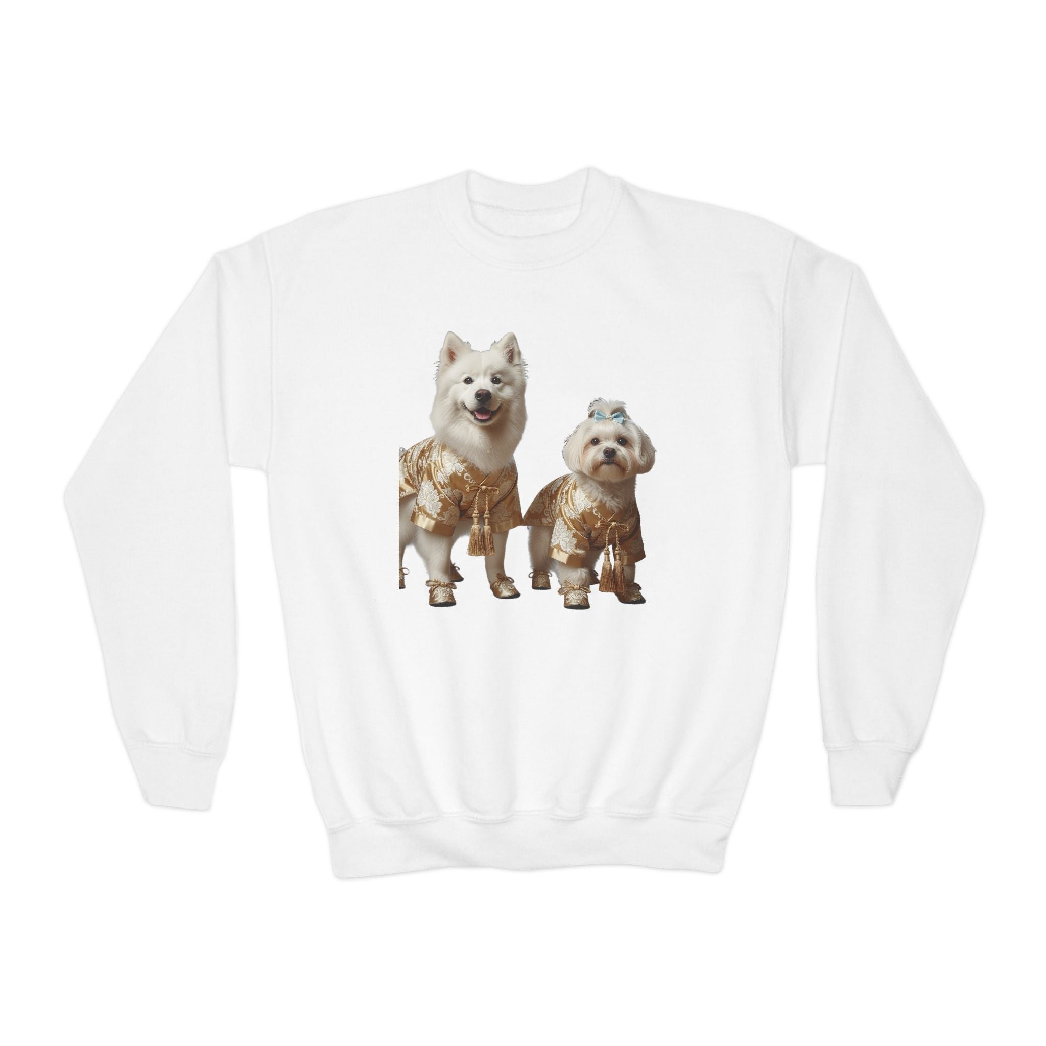 So Cute They Choose It First — Kids Sweatshirt with Twin Dog Illustration