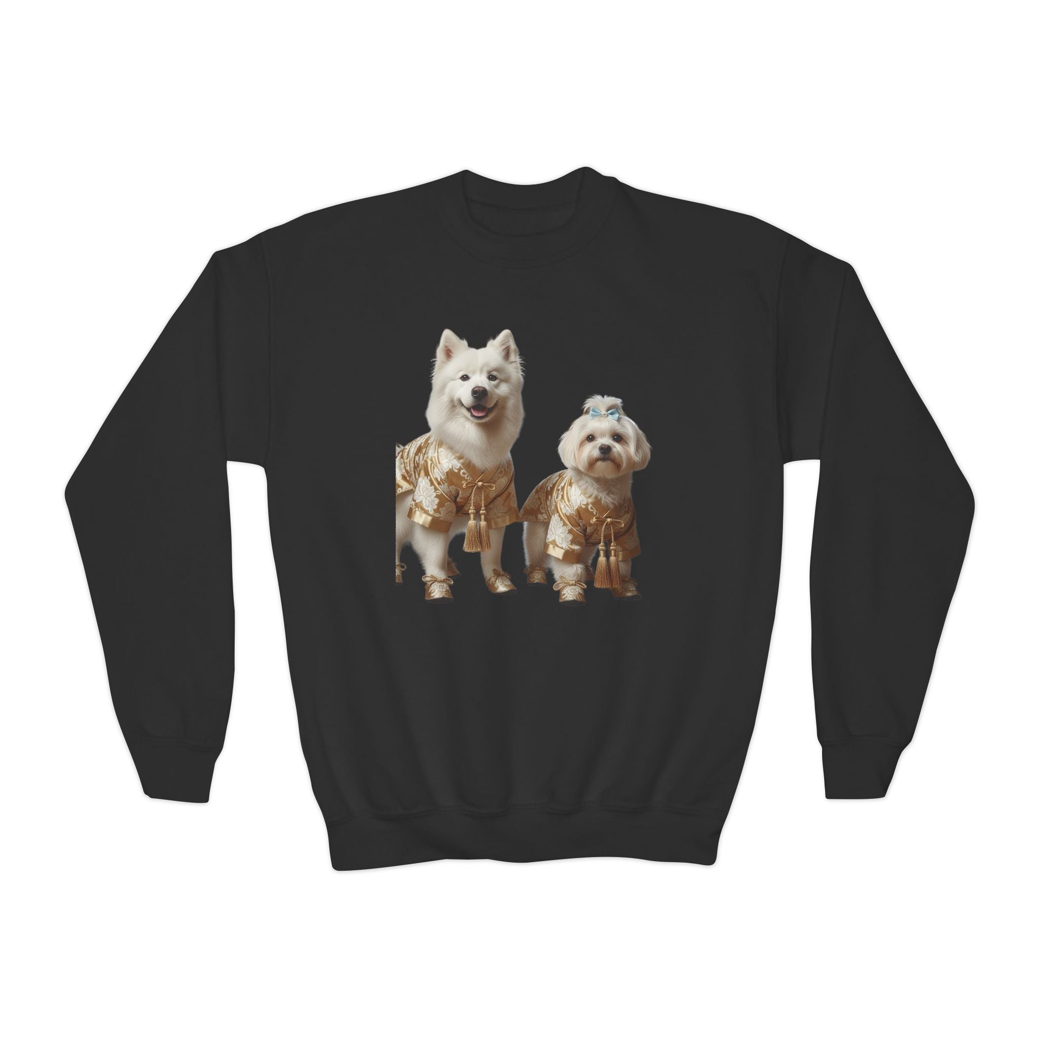 So Cute They Choose It First — Kids Sweatshirt with Twin Dog Illustration